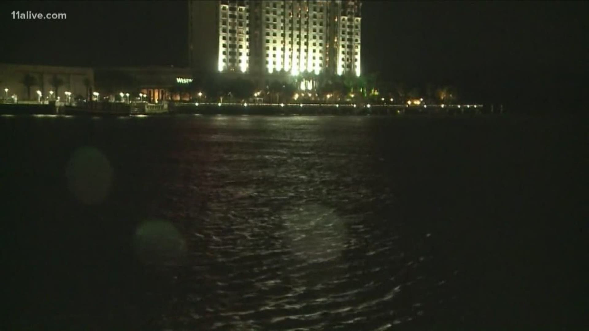 The popular shops and restaurants that line the river were closed Wednesday. Sandbags replaced visitors.