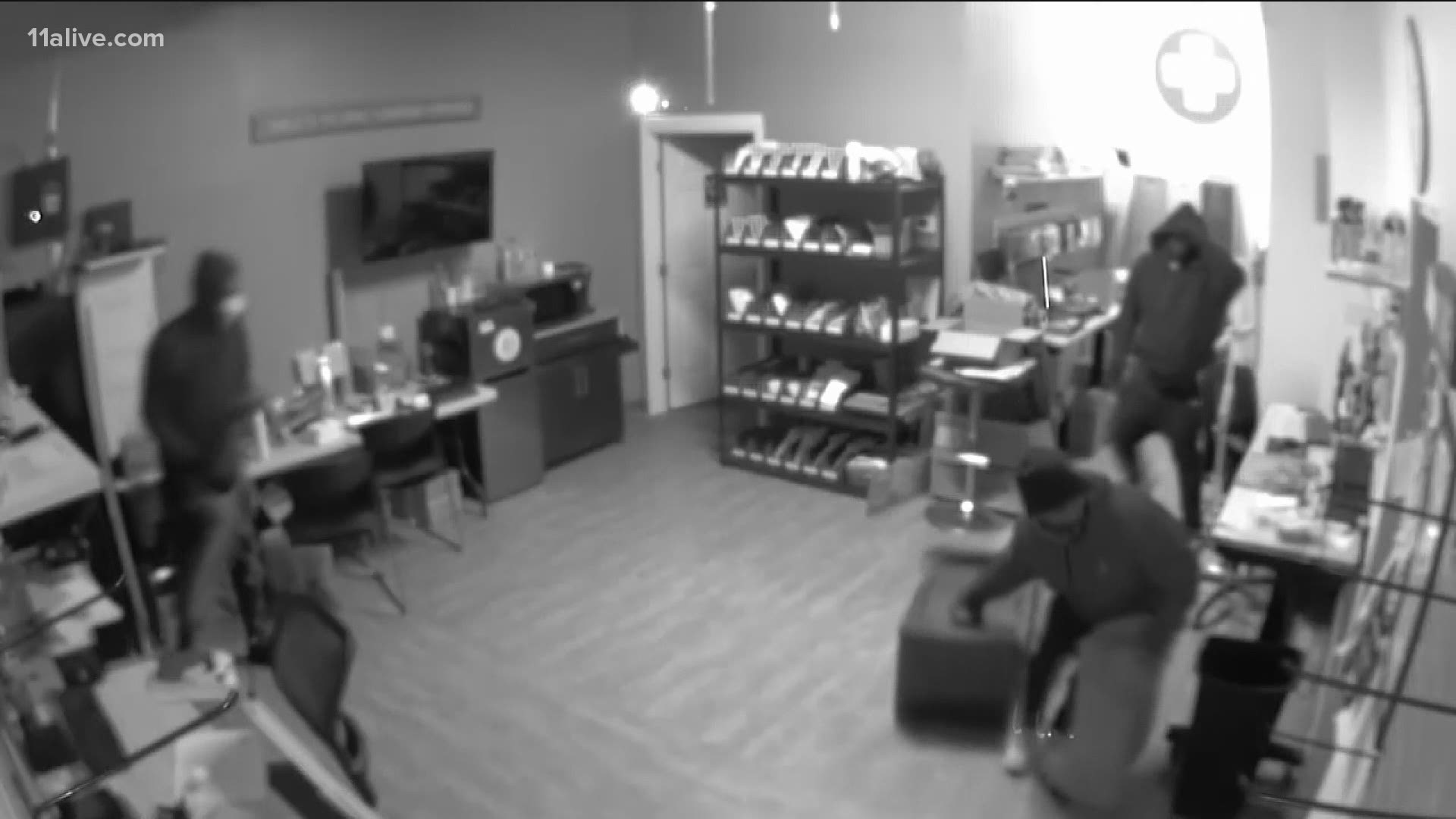 Comedian Kiana Dancie's Duluth cell phone repair store was burglarized early Tuesday. The culprits were caught on surveillance video.