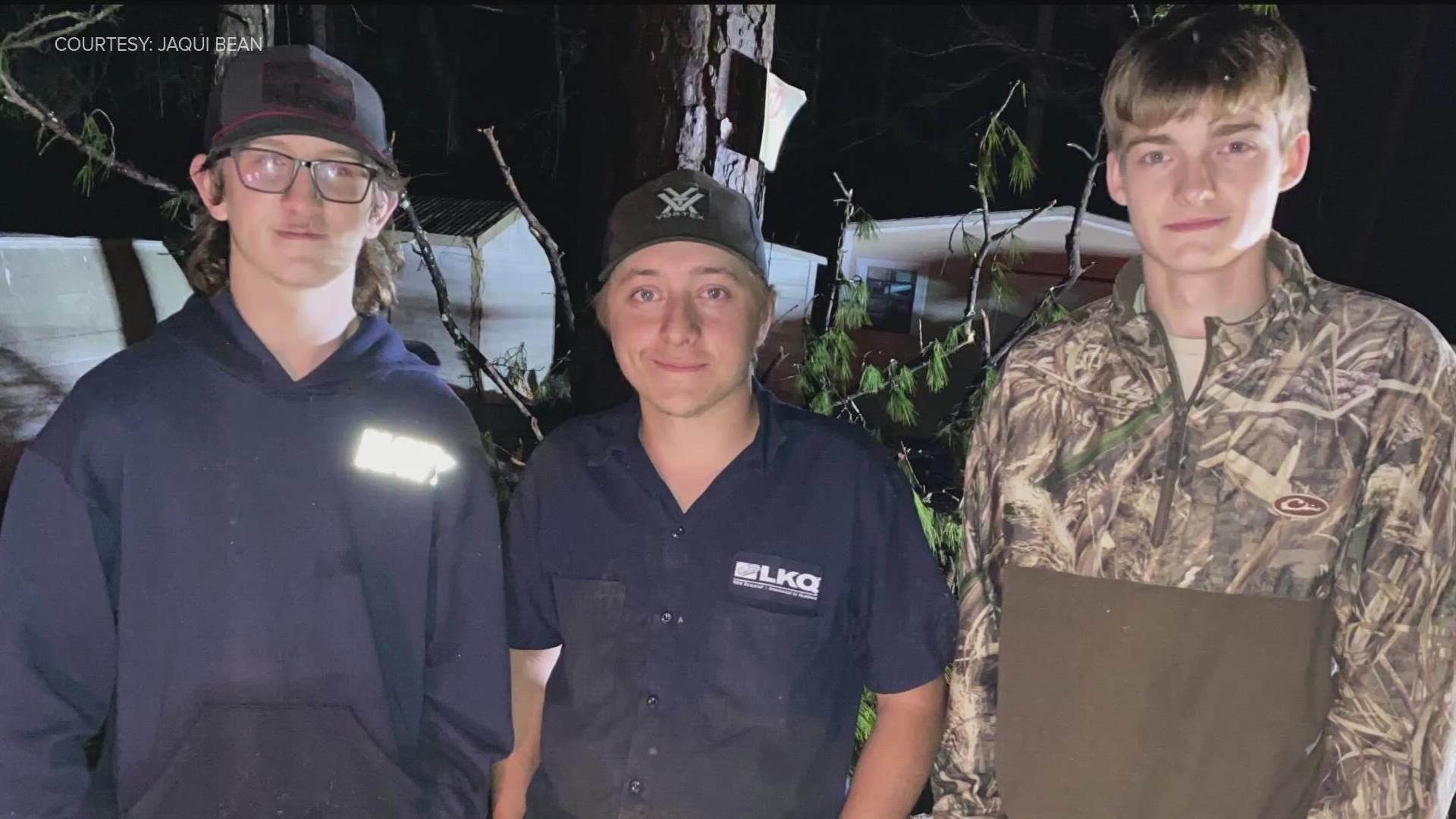 Nicolette said these young men helped so many people get back to their homes-- clearing out trees so residents and emergency crews could get by after the storms.