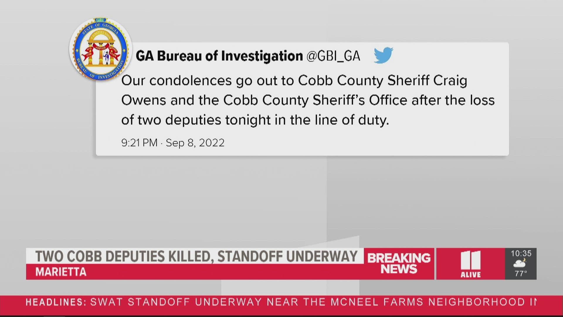 Several different law enforcement agencies are sending support to the Cobb County Sheriff's Office