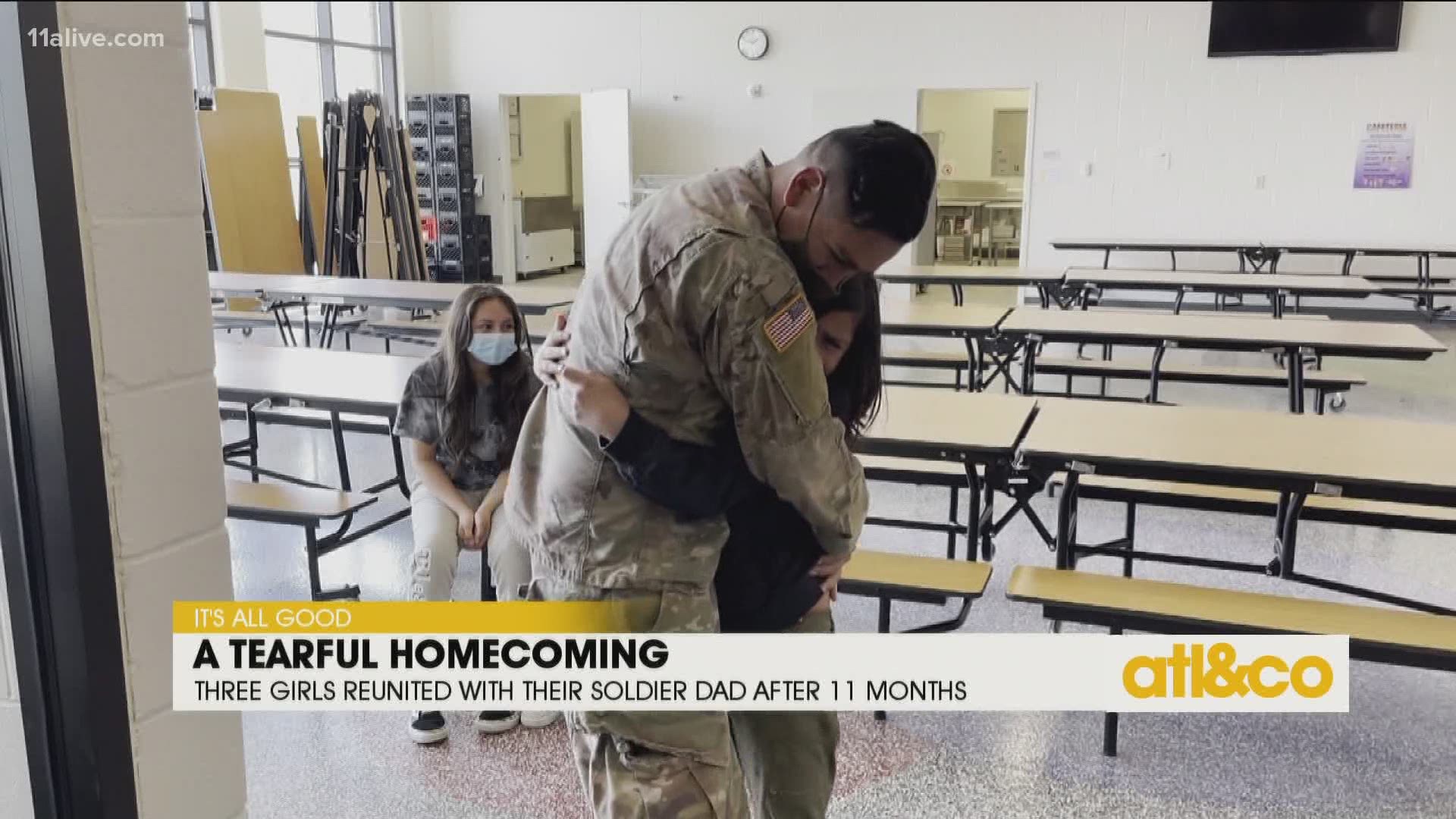 Thank you for your service! Grab the Kleenex and watch these three sisters reunite with their soldier dad at school, after 11 months overseas.