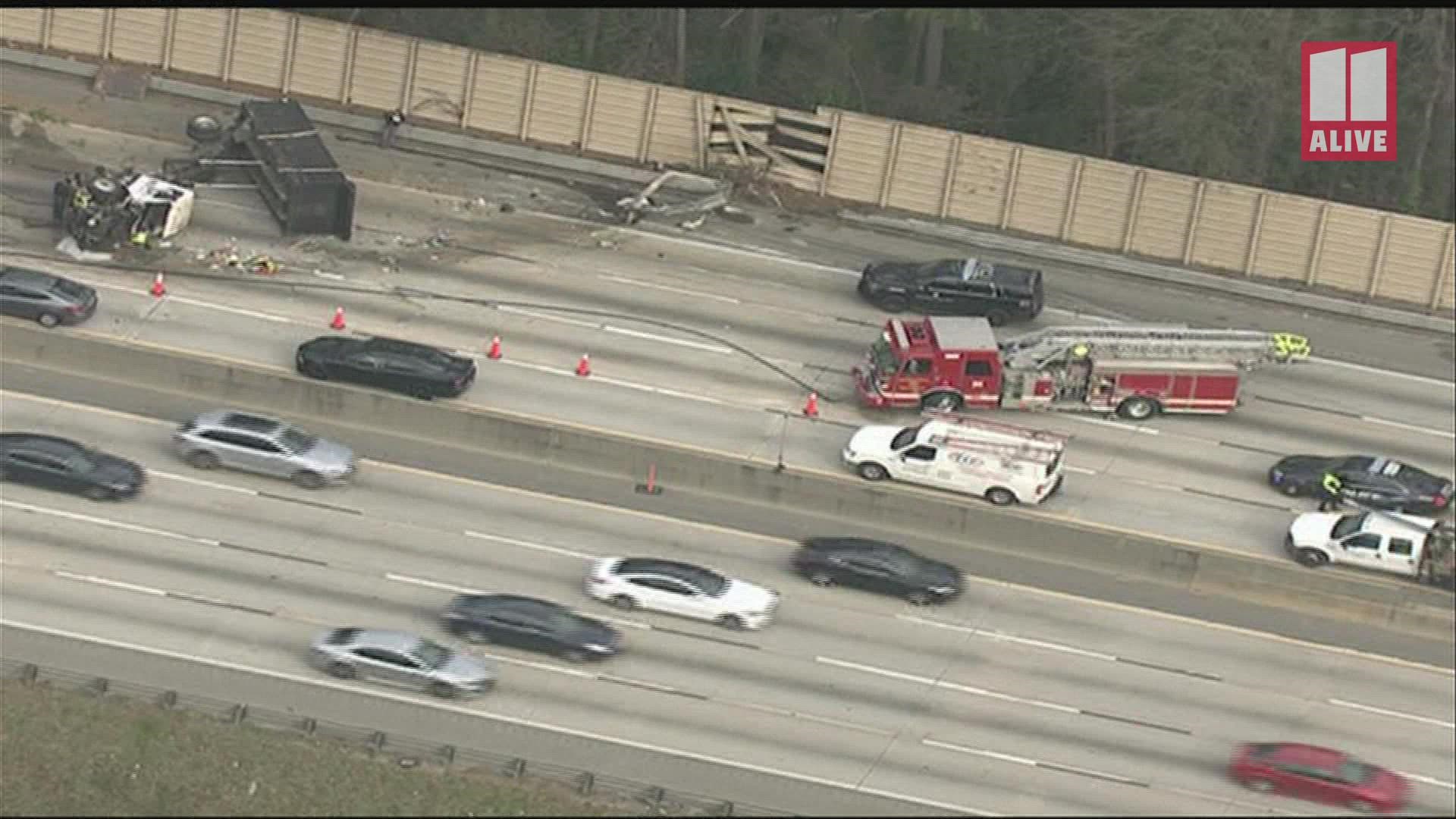 A crash on I-285 NB between Covington Highway and Indian Creek shuts down multiple lanes.