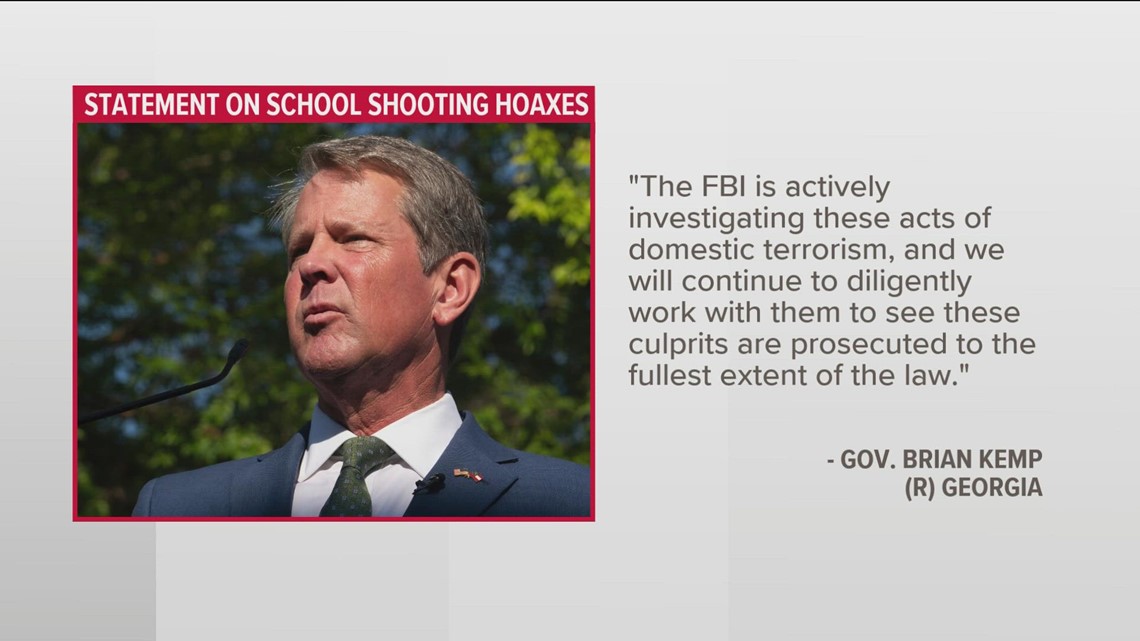 FBI investigating Georgia school shooting hoaxes as 'acts of domestic terrorism,' Kemp says
