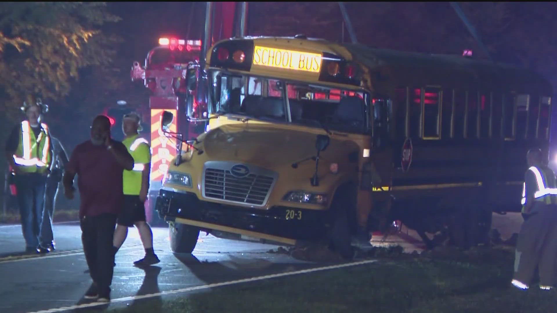 Officials said that the students were coming back home from a scrimmage at Rockmart High School when the bus overturned in a collision with another vehicle.