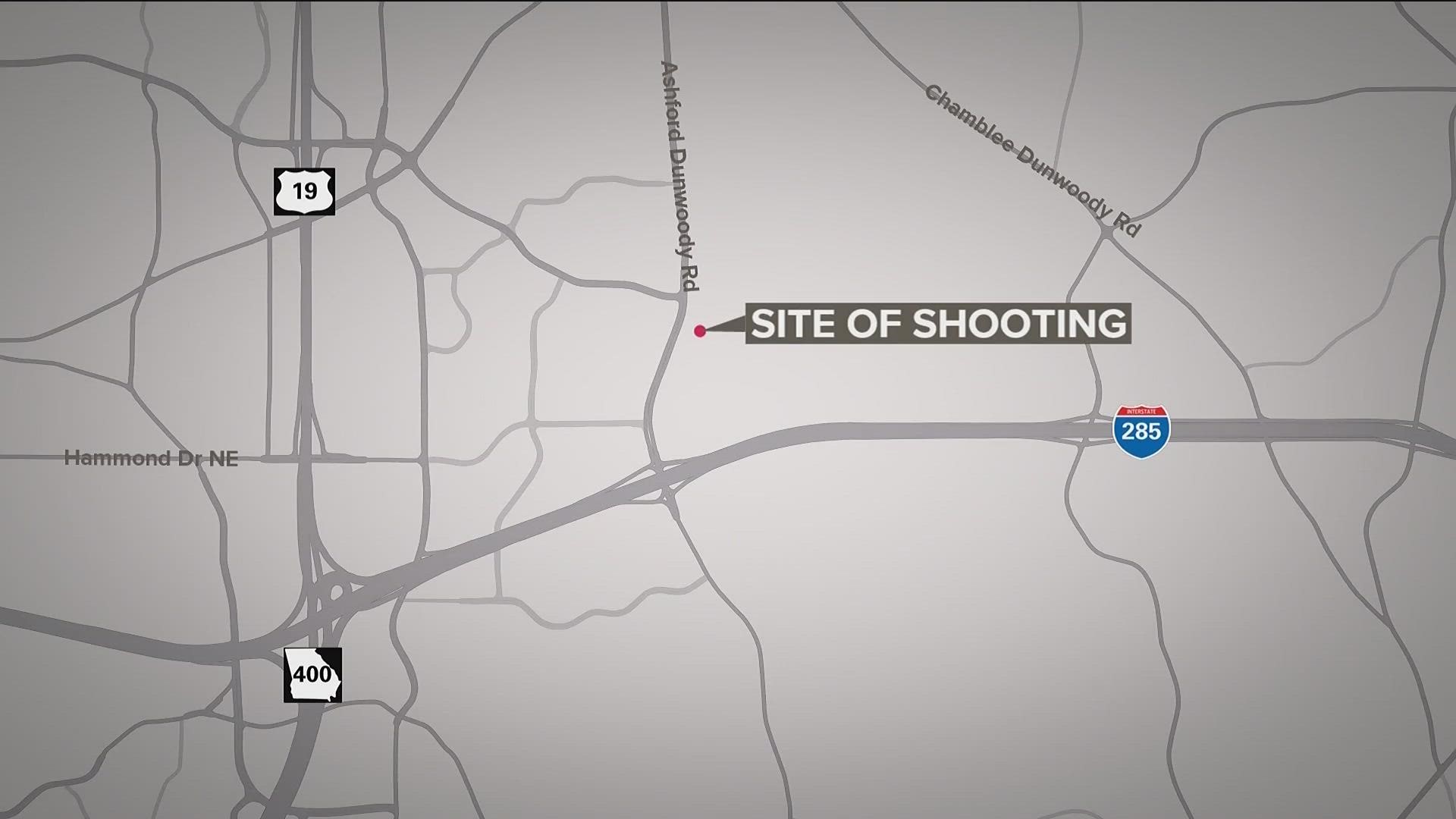 A security guard was shot in the arm Saturday night after a couple tried to leave a restaurant without paying their tab, Dunwoody Police said.