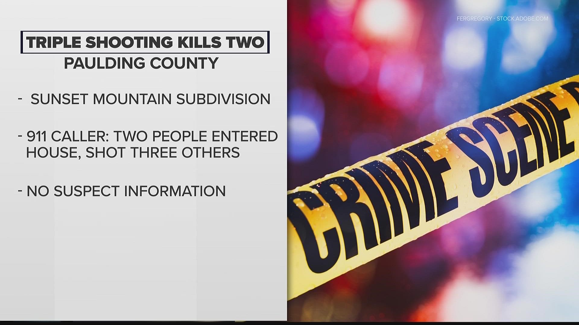 Two people are dead and another is in critical condition after a triple shooting at a subdivision Monday night, according to the Paulding County sheriff's office.