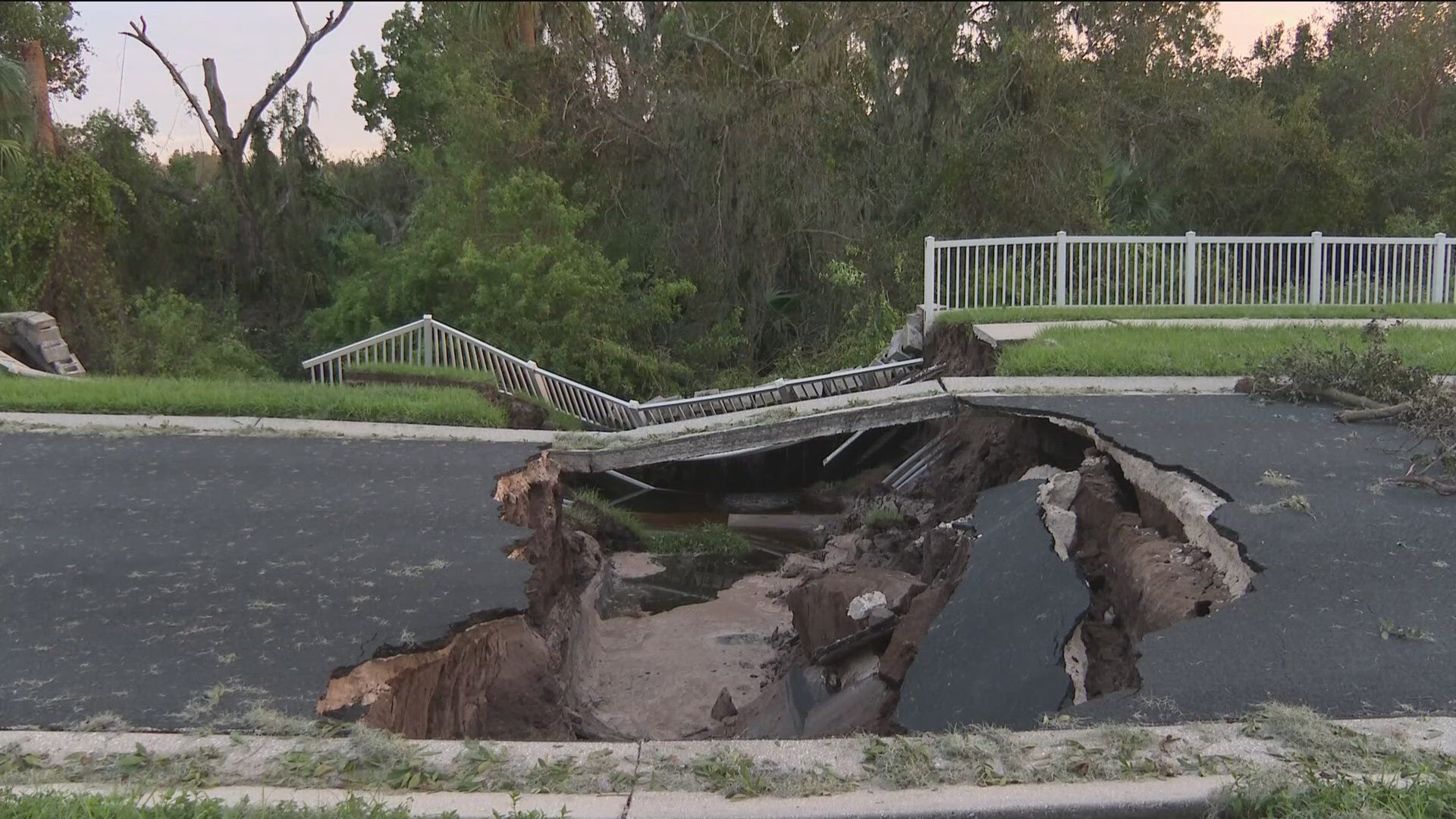 The sinkhole has become a center of conversation for residents as they told each other that the road was washed out.