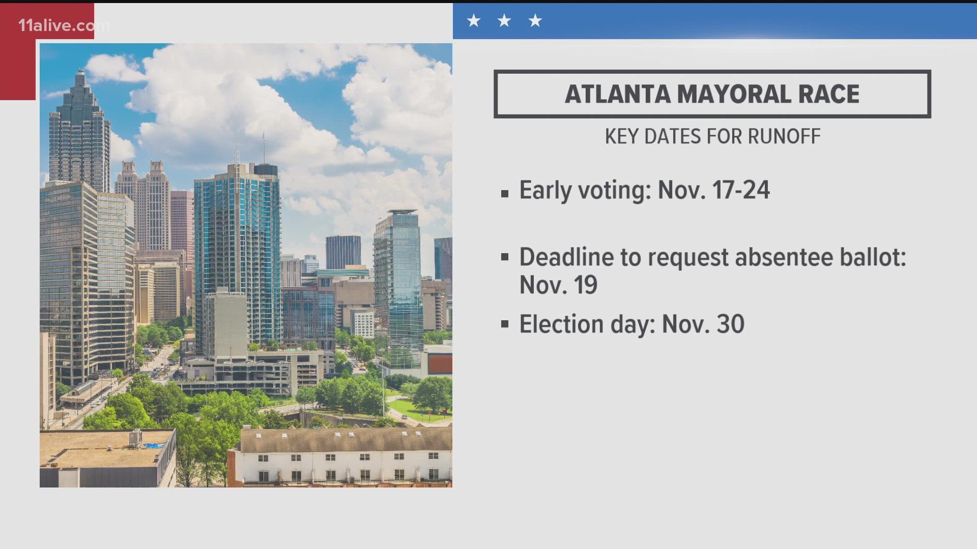 Early voting for Atlanta's mayoral race runoff begins Wednesday, Nov. 17.