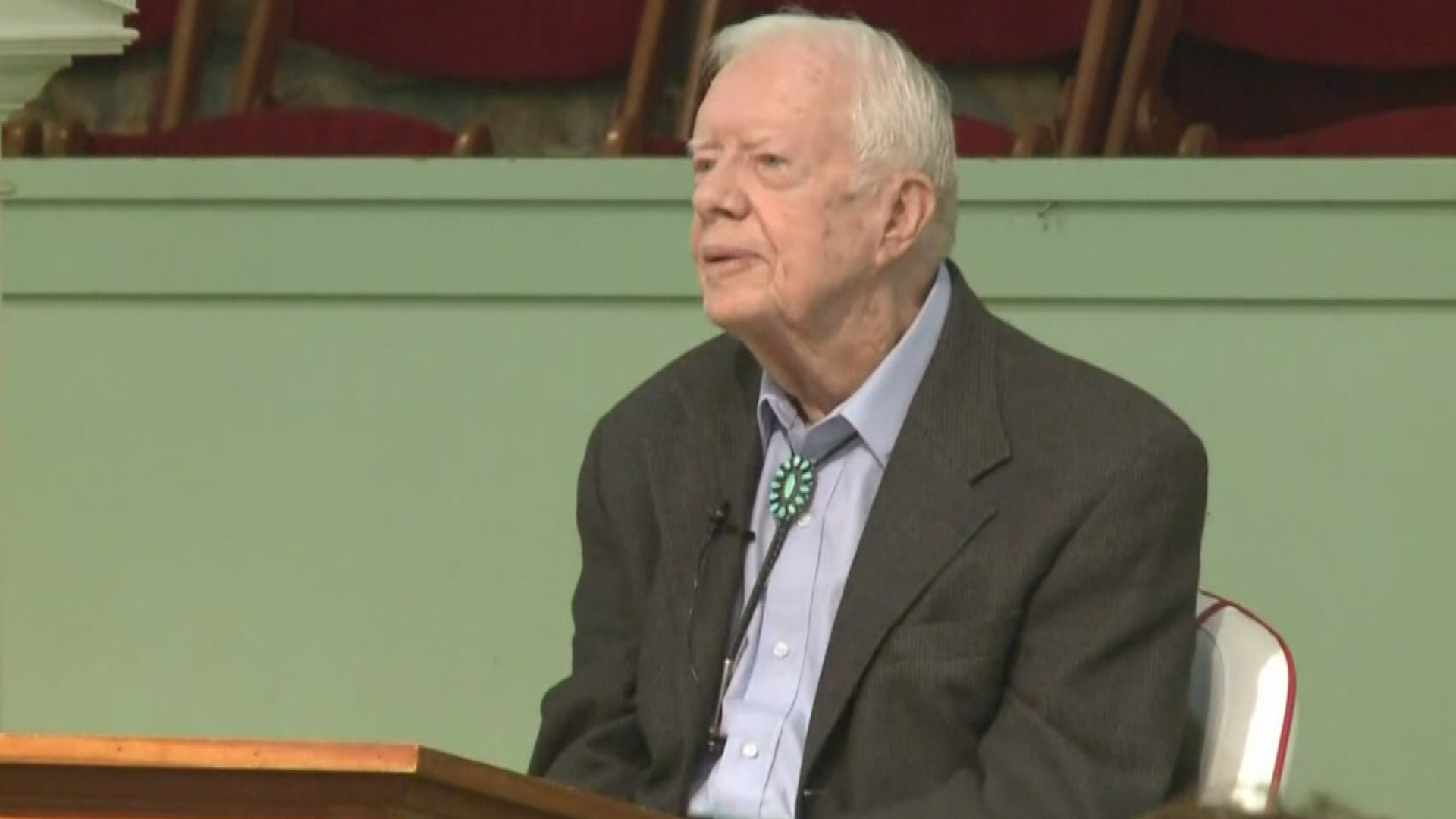 Congregants prayed over the former president.