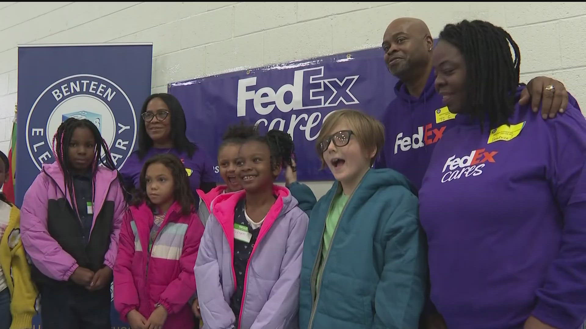 Nearly 340 students received coats at Benteen Elementary School. 