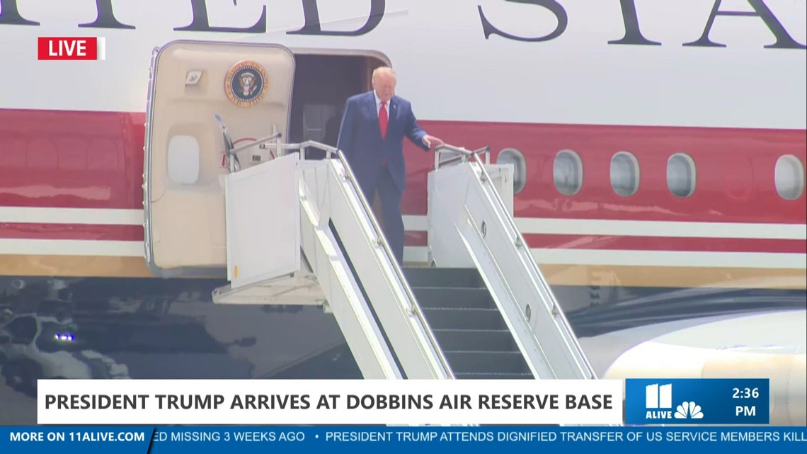 President Trump arrives at Dobbins Air Reserve Base | 11alive.com