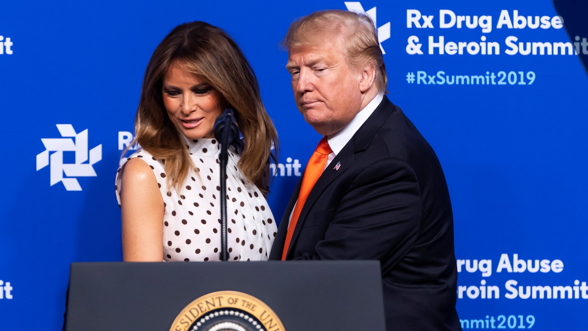 President Donald Trump and First Lady Melania Trump addressed the Eighth Annual Rx Drug Abuse and Heroin Summit in Atlanta on April 24, 2019.