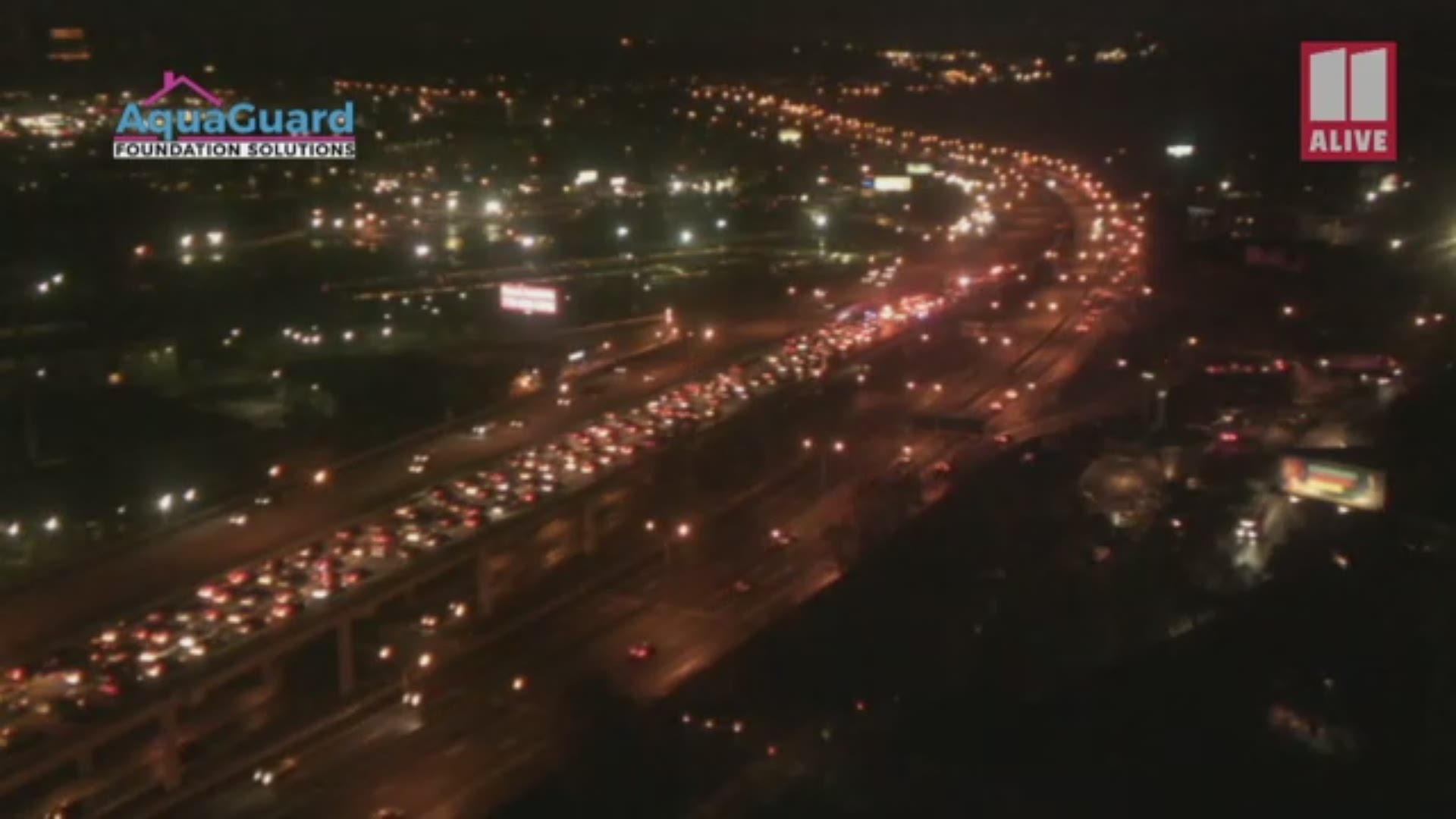 Video shows traffic backed up for miles.
