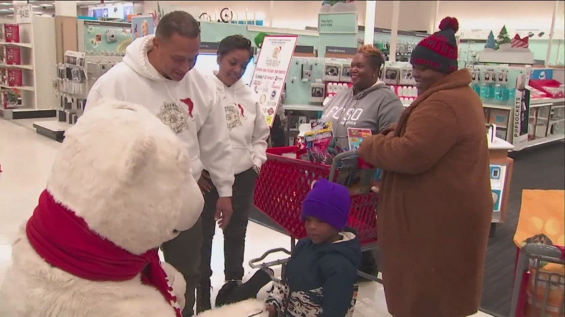 Sheriff Pat Labat, deputies, and his staff took 250 children on a shopping spree Saturday morning.