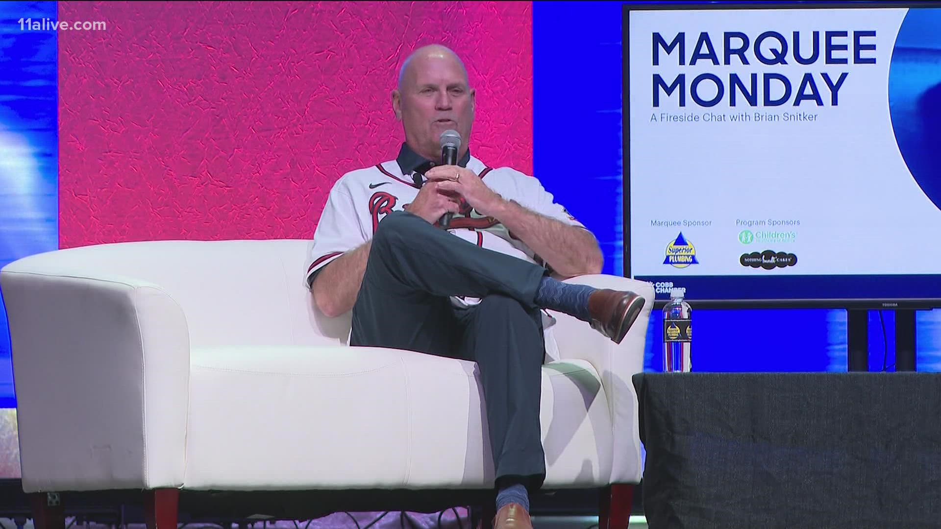 Braves manager Brian Snitker spoke at the monthly event called Marquee Monday.