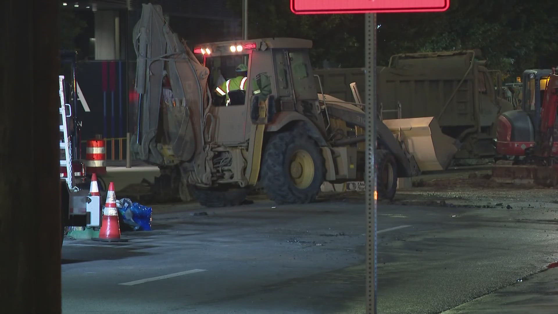 Road closed after water main break causes sinkhole in Midtown | 11alive.com