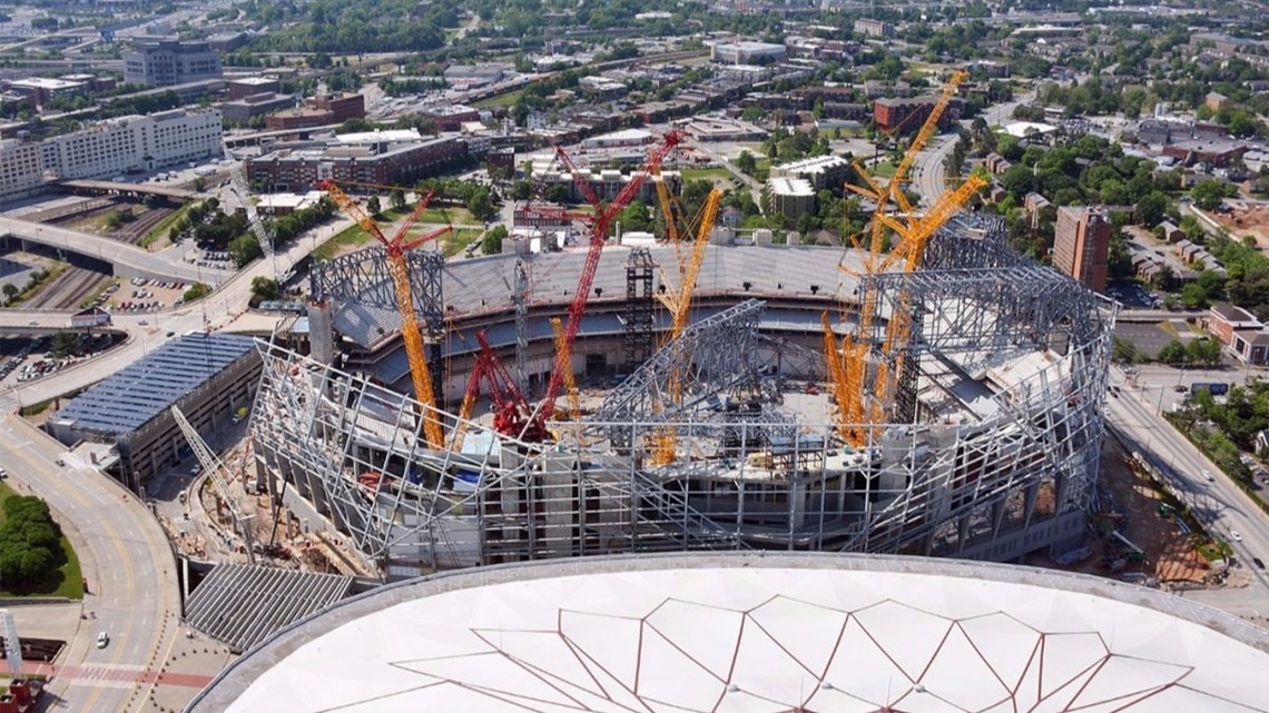 Construction of Mercedes-Benz Stadium on Schedule - Football Stadium Digest