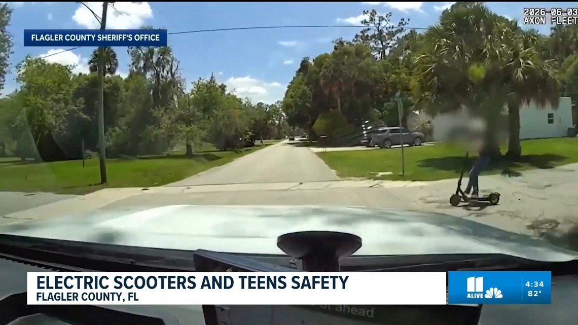 Florida sheriff shares video of scooter rider narrowly avoiding police cruiser