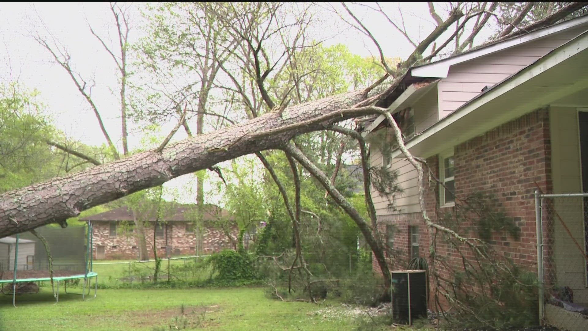 Storms swept through metro Atlanta and north Georgia late Wednesday night into Thursday morning, bringing heavy winds and rain that toppled trees and power lines.
