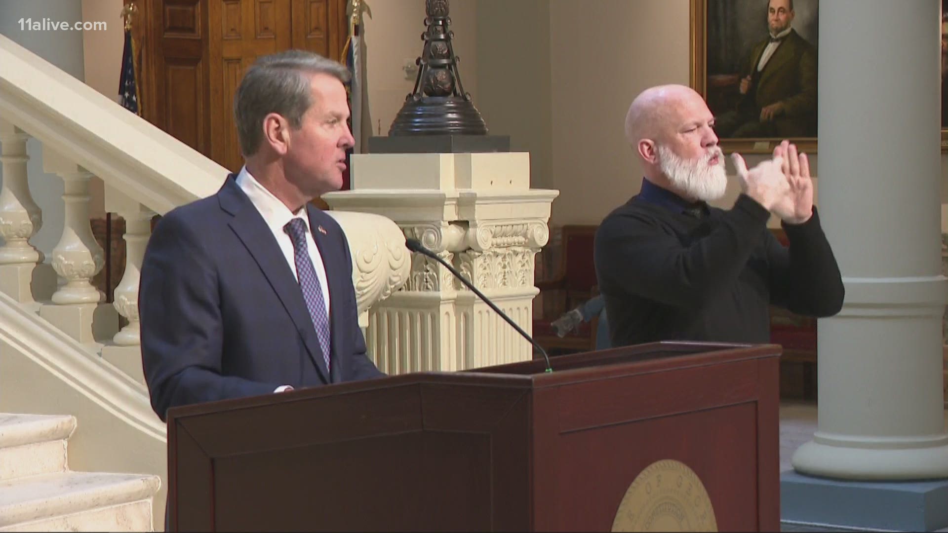 Gov. Brian Kemp gave a news conference on Friday.