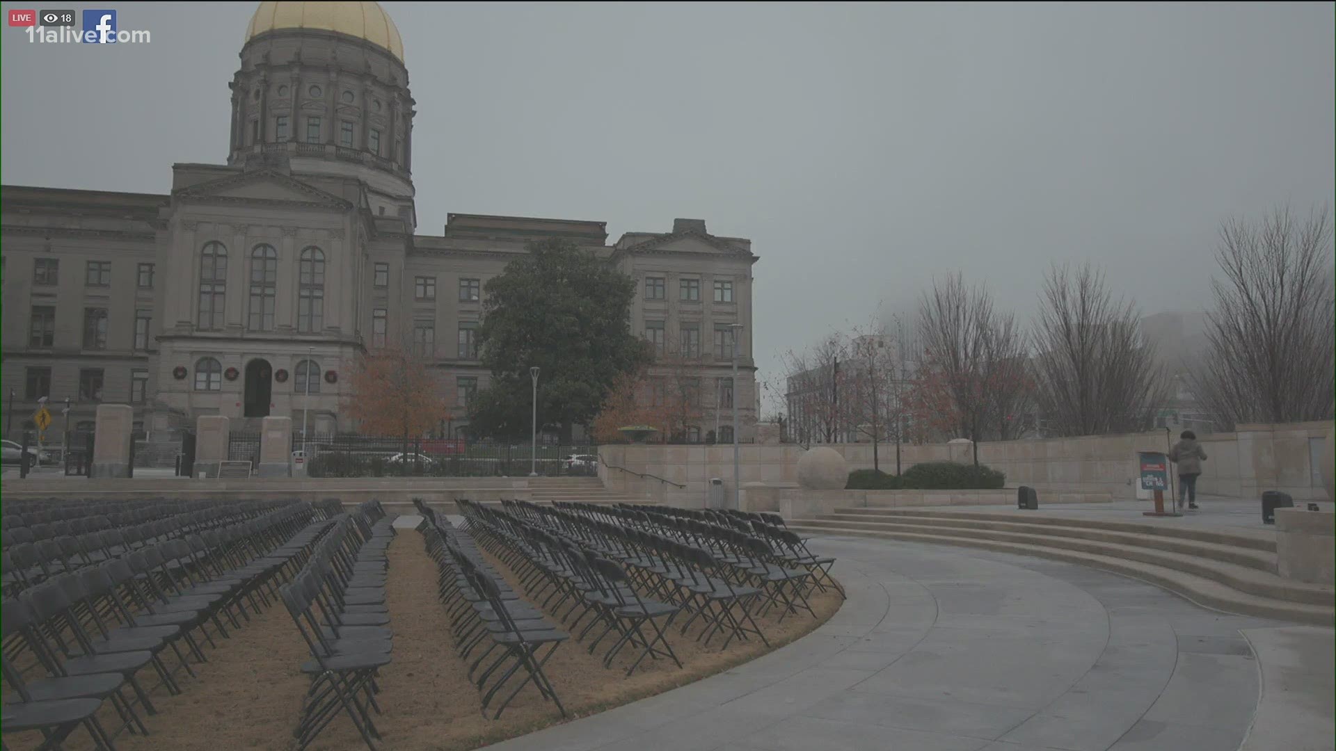 The 1,000 chairs were gathered to represent the nearly 10,000 people who've died from the coronavirus across the state.