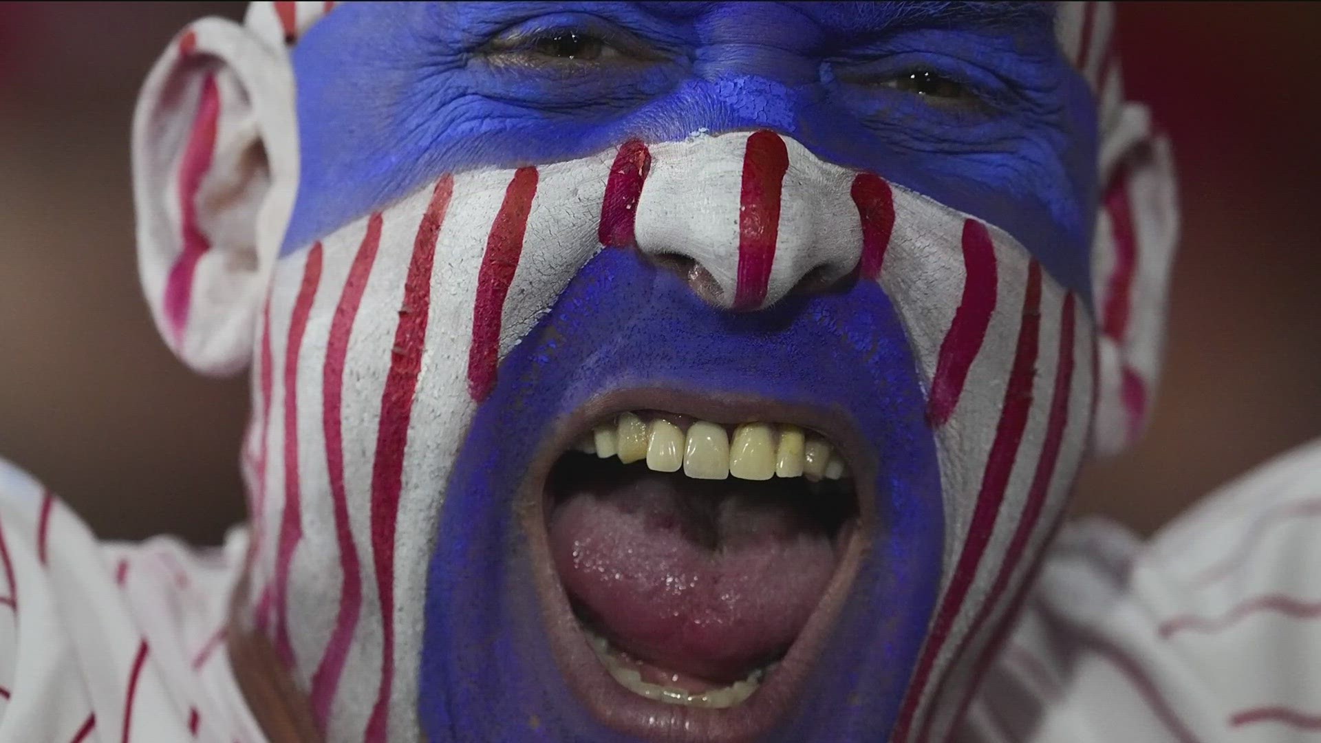 Atlanta Braves fan showing off his face paint