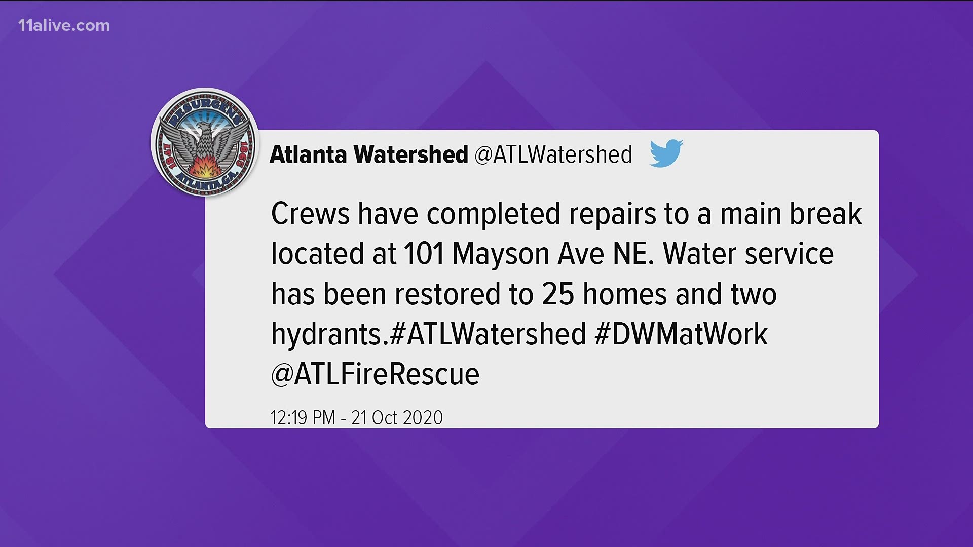 The breaks are unrelated, but caused outages for several homes across Atlanta.