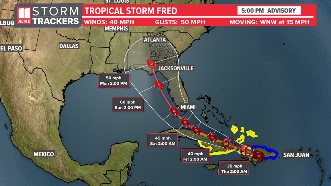 Tropical Storm Fred moves over mountainous Hispaniola | Models and ...