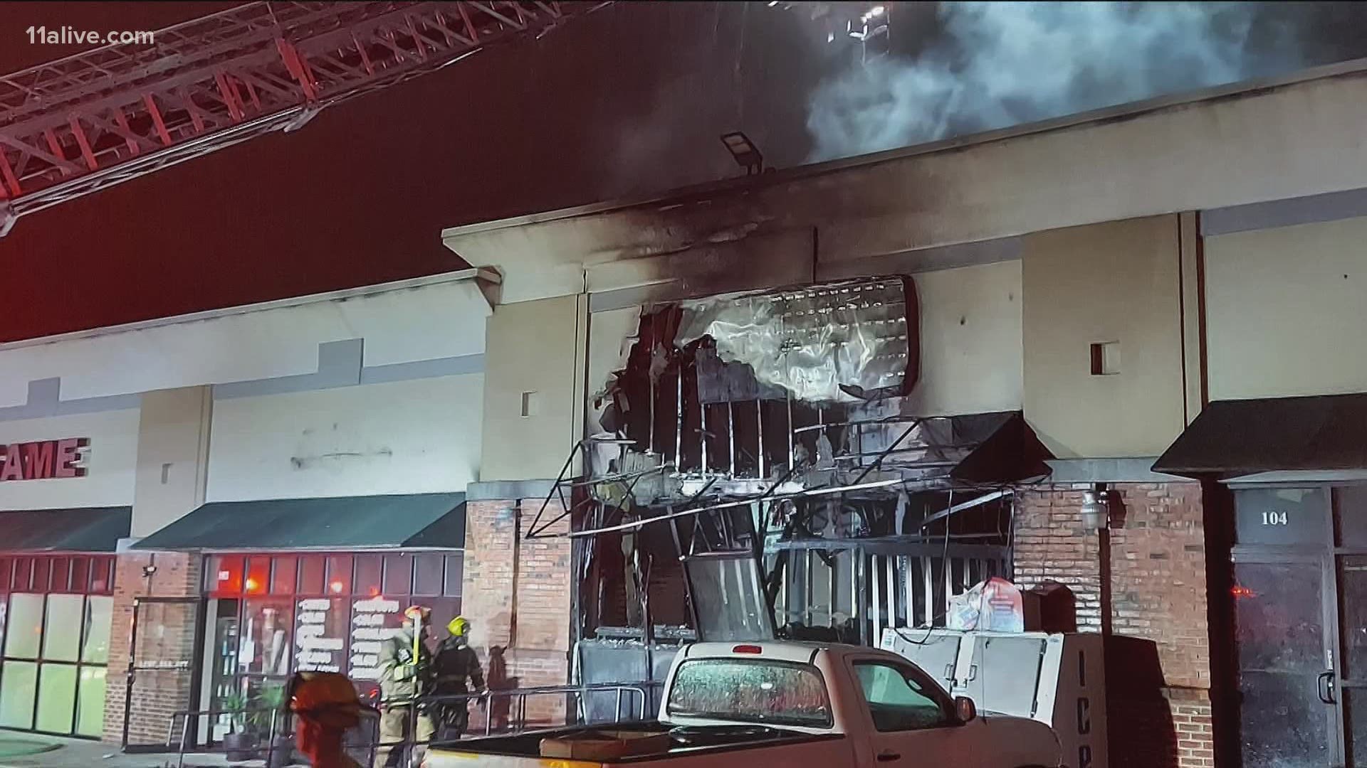 No one was inside of the stores when the fire broke out.