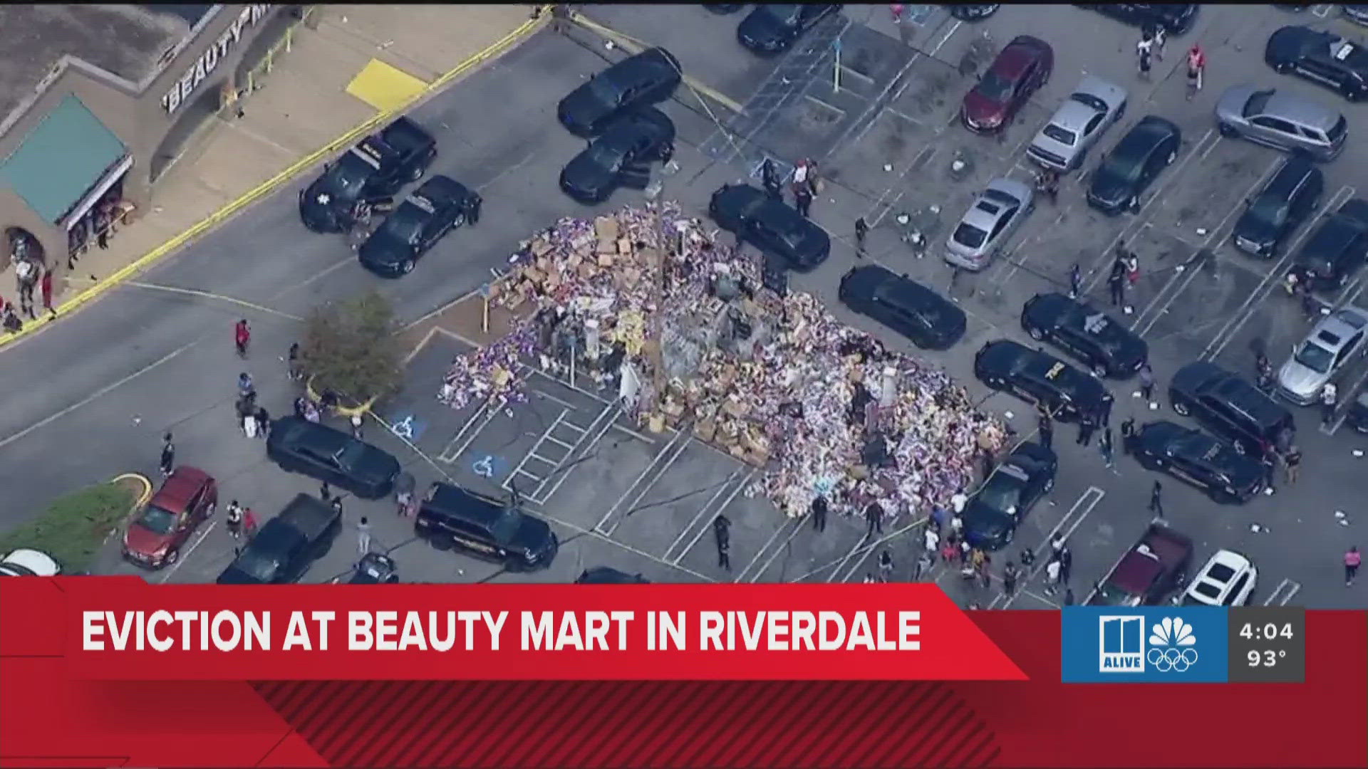 A Clayton County Beauty Mart is being evicted. All of the store's contents was dumped in the parking lot.