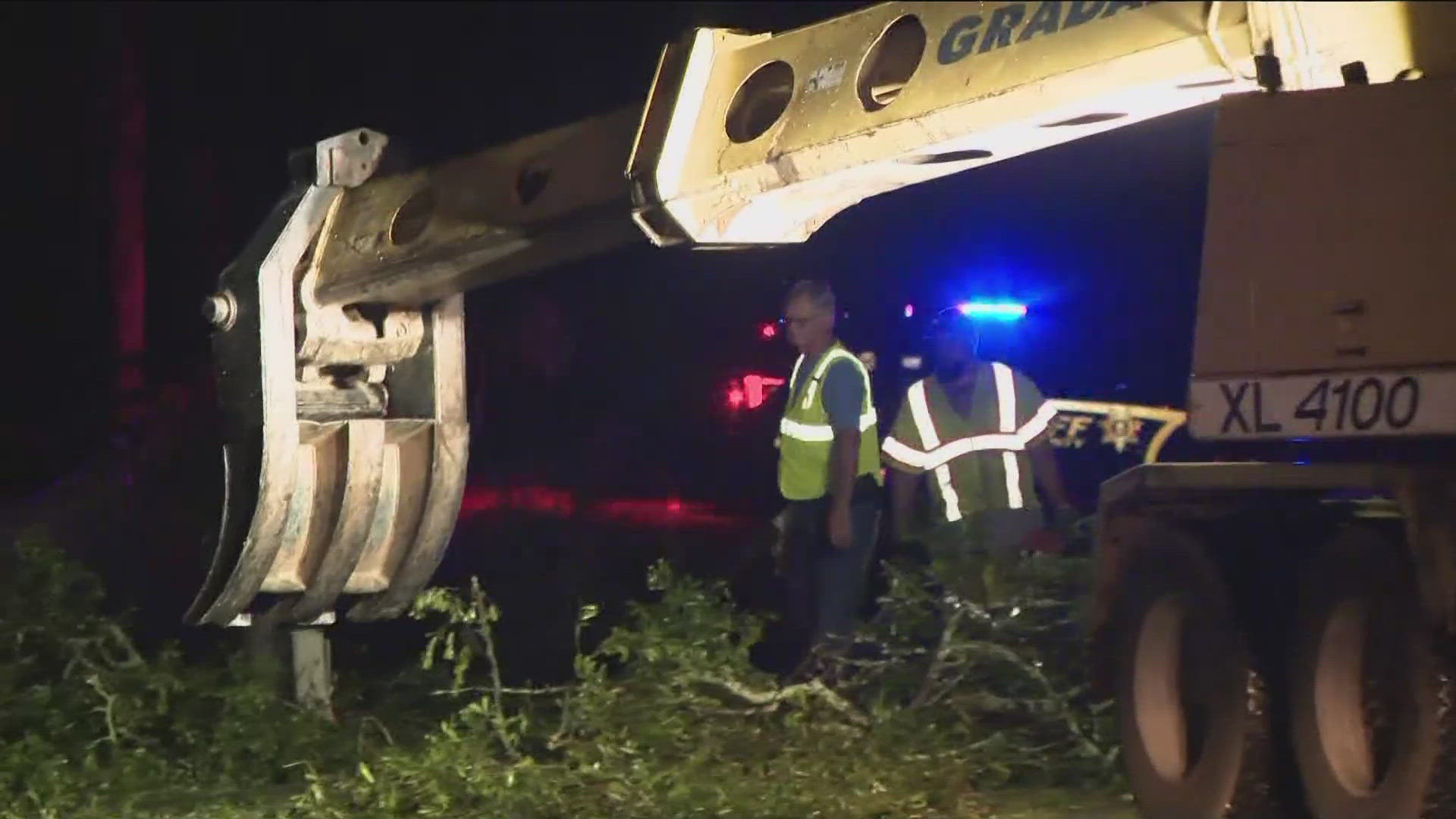 A man was killed when a tree fell on a moving vehicle on Vaughn Road in Canton on Tuesday evening.