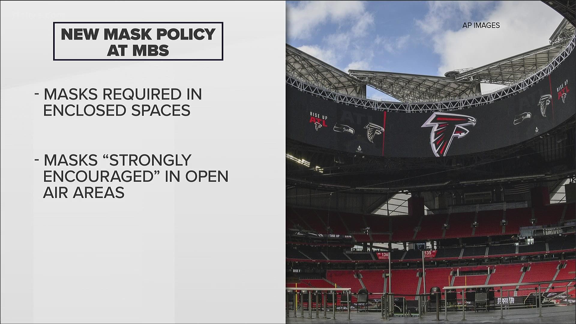Masks will be required for both fans and employees in enclosed spaces.