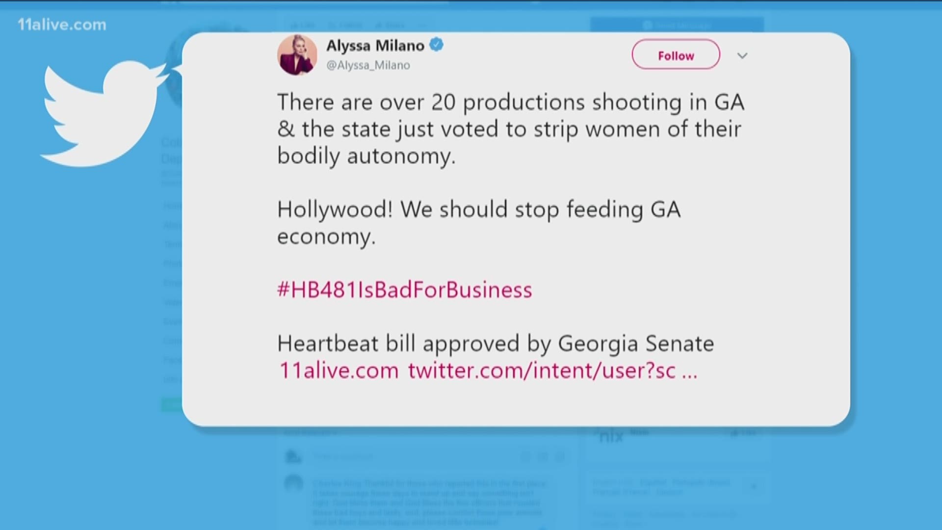 The actress had strong words for Georgia after the State Senate passed the 'Heartbeat' Bill which would restrict abortions after 6 weeks.