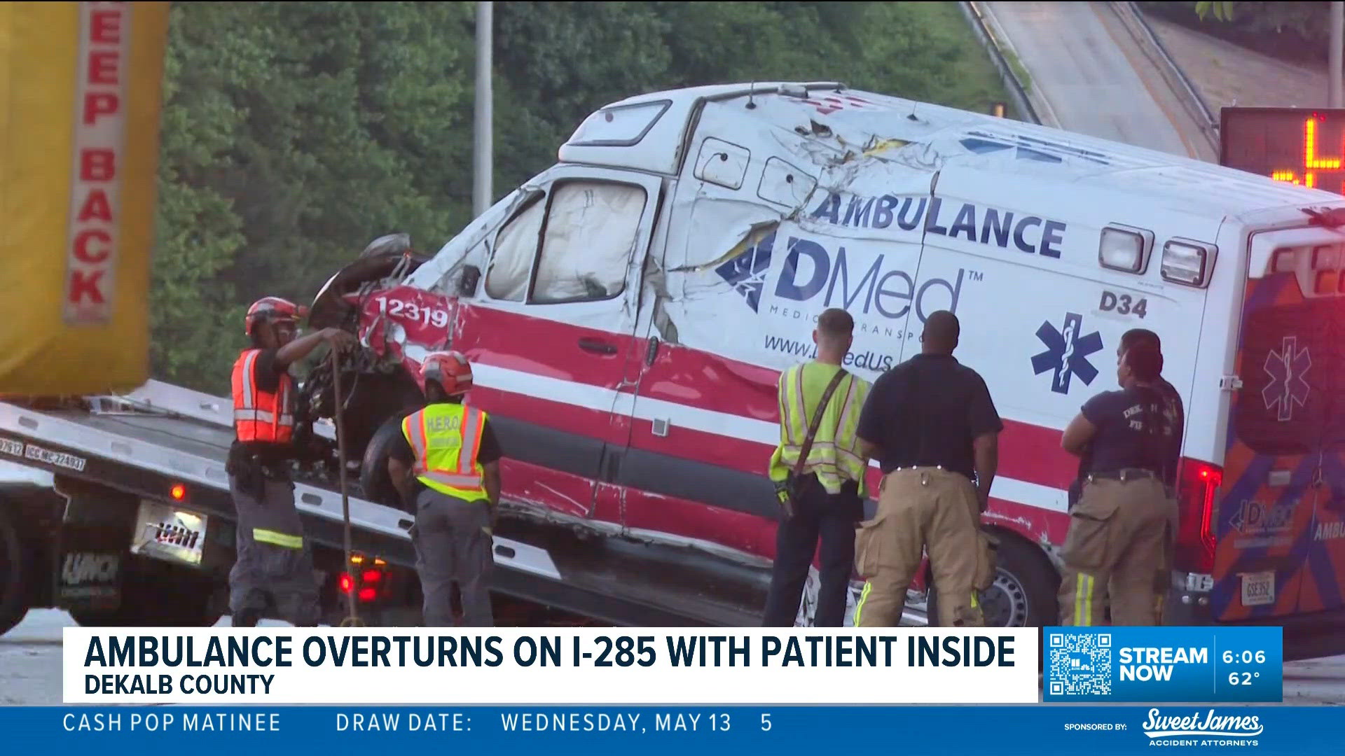 Medical crew members recovering after ambulance overturned with patient ...