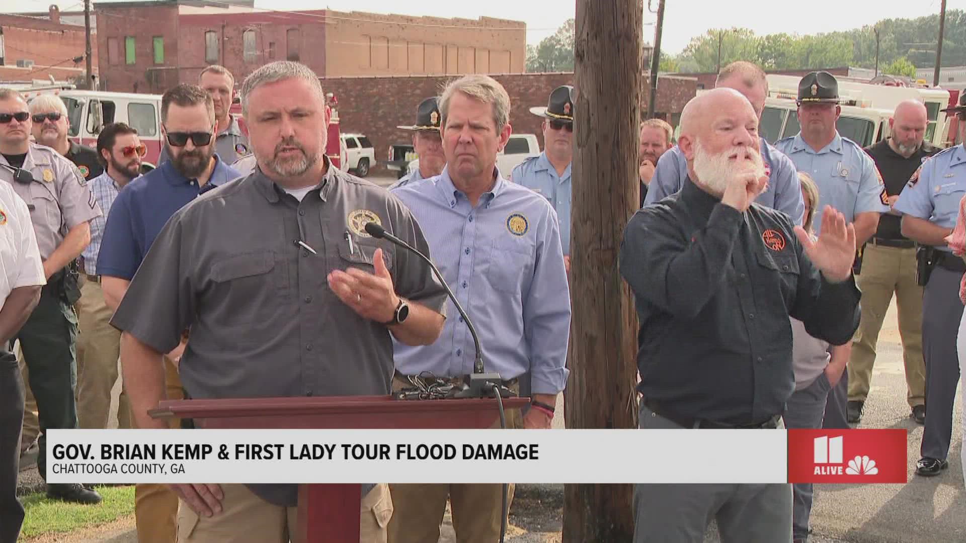 Chattooga County Sheriff Mark Schrader spoke on the need for items such as bottled water after flooding damages homes, businesses.