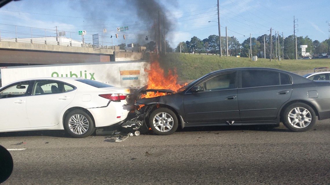 Car Fire on I-85 shuts down all lanes | 11alive.com
