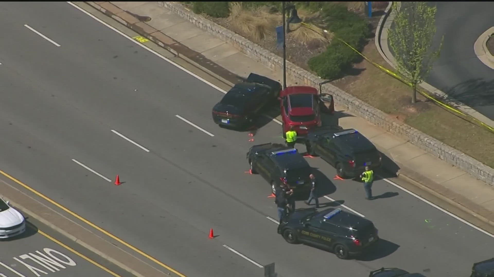 Officers attempted a traffic stop near Cumberland Mall. After a short chase, they were able to catch up with the car and disable it on Cobb Pkwy near Akers Mill Road