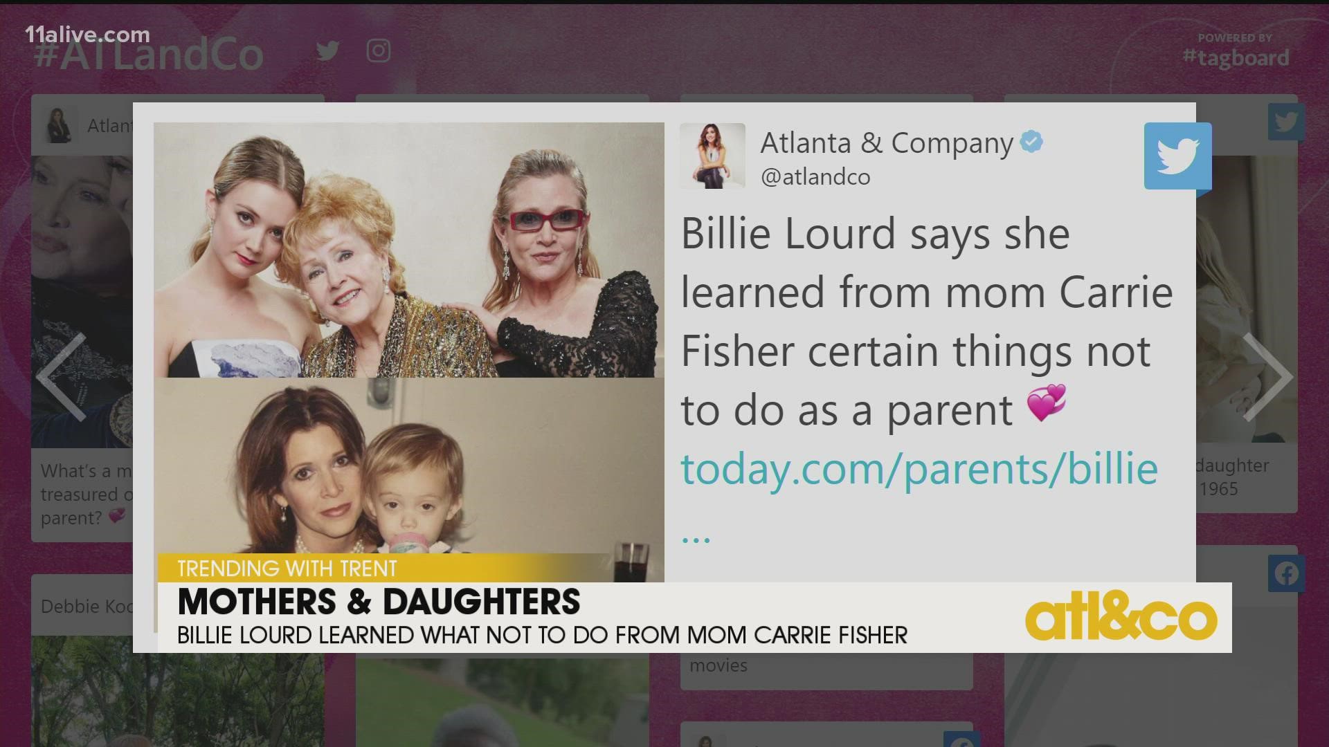 Actress Billie Lourd shares she learned what not to do as a mom from beloved late great Carrie Fisher.