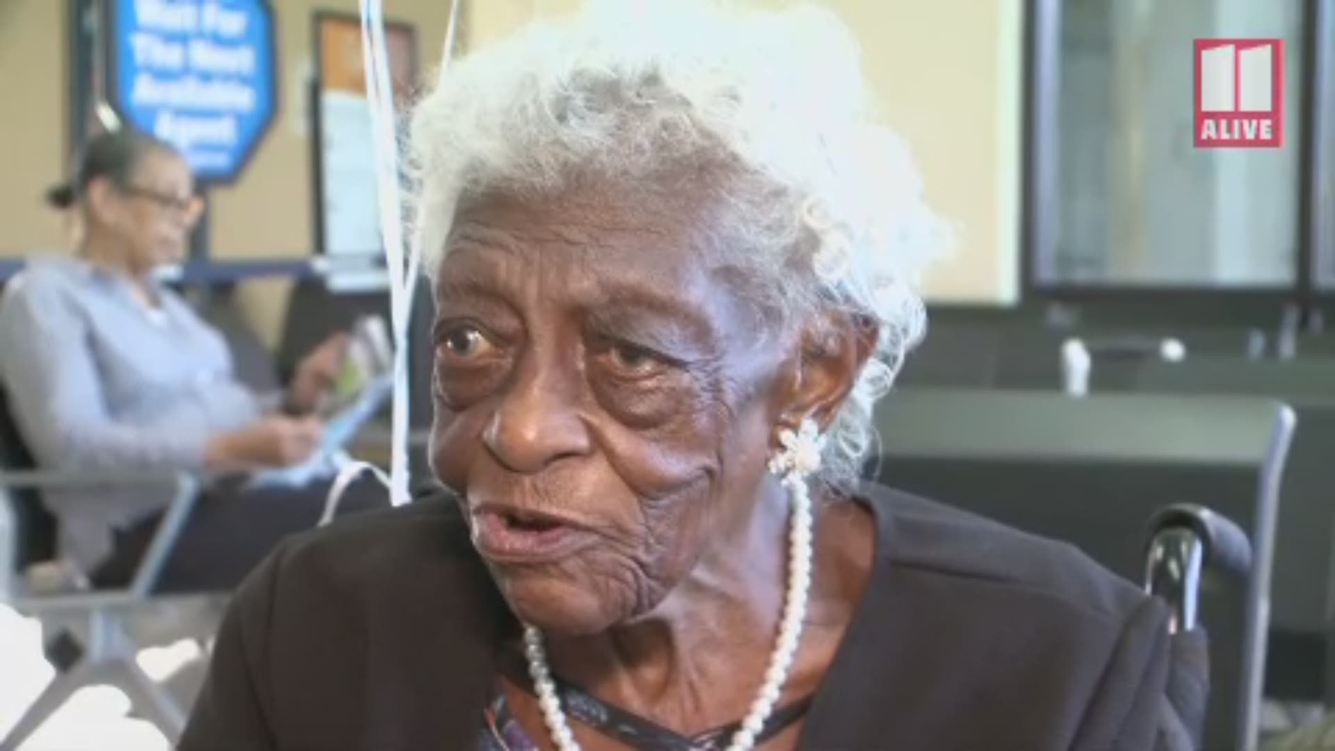 Annie Grissom boarded a train for the first time in her long life in Atlanta on Wednesday.