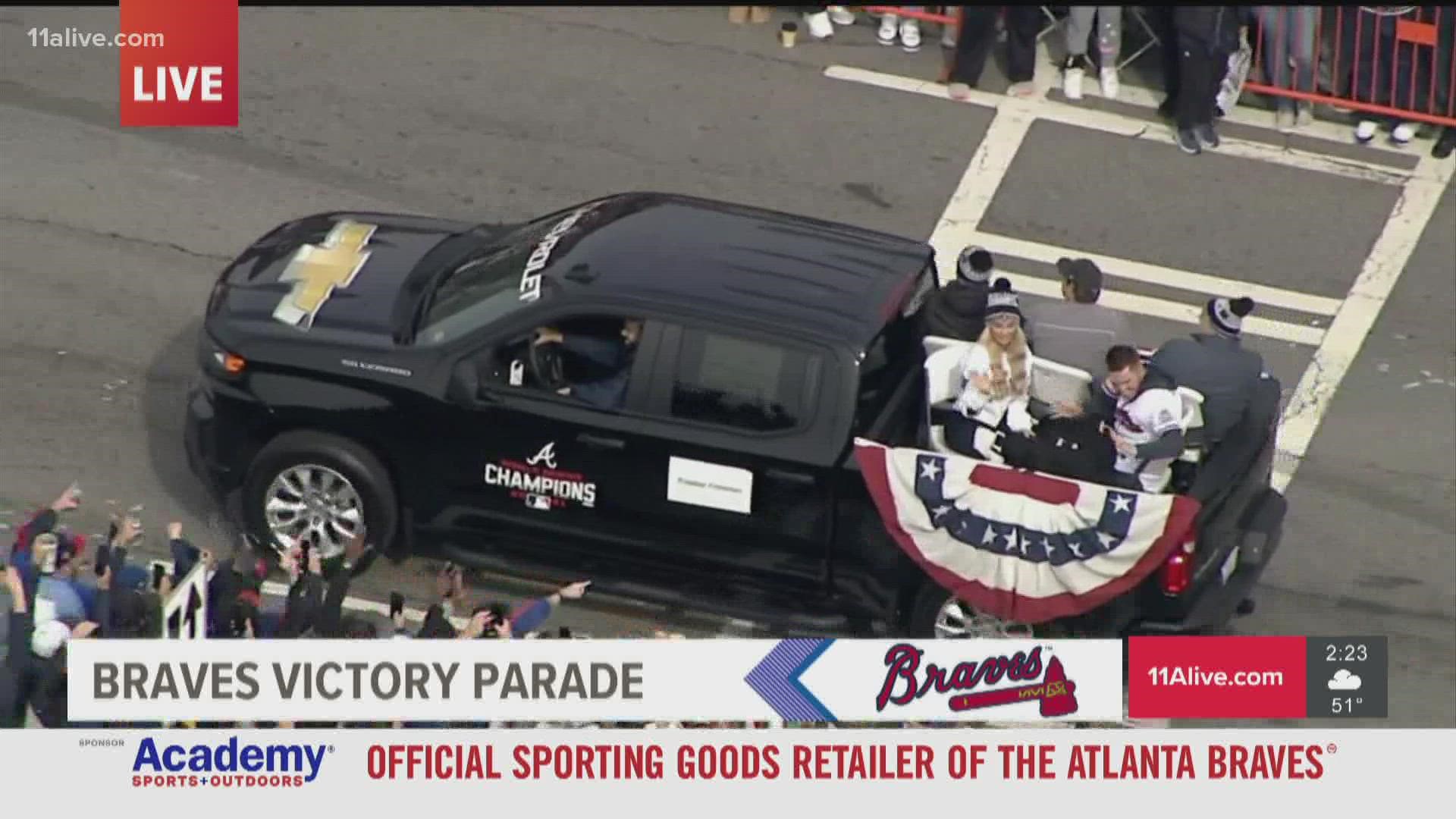 Freddie Freeman at Atlanta Braves parade