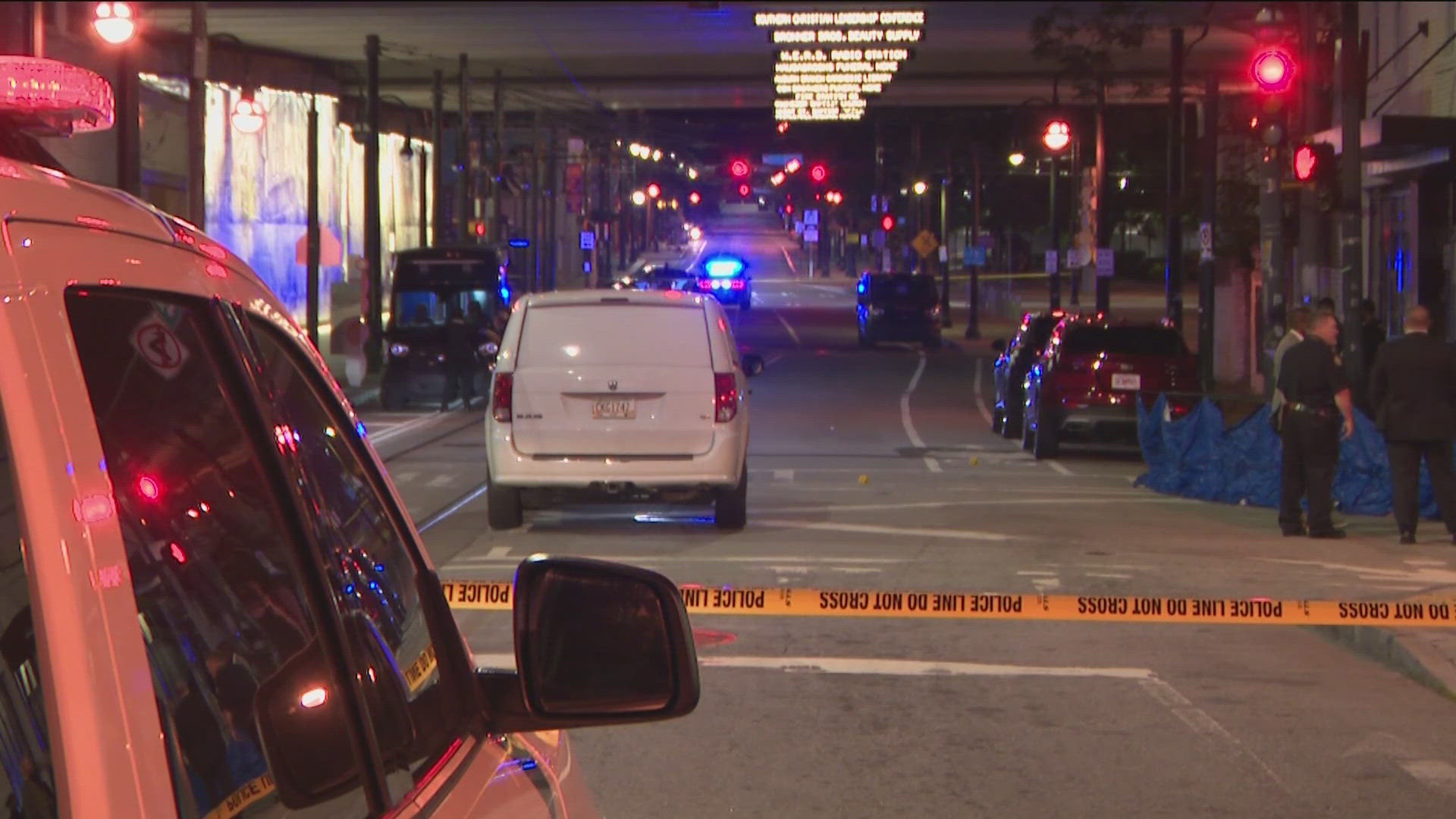 Four people were shot overnight, leaving one dead, on Auburn Avenue, just a few blocks away from Grady Hospital.