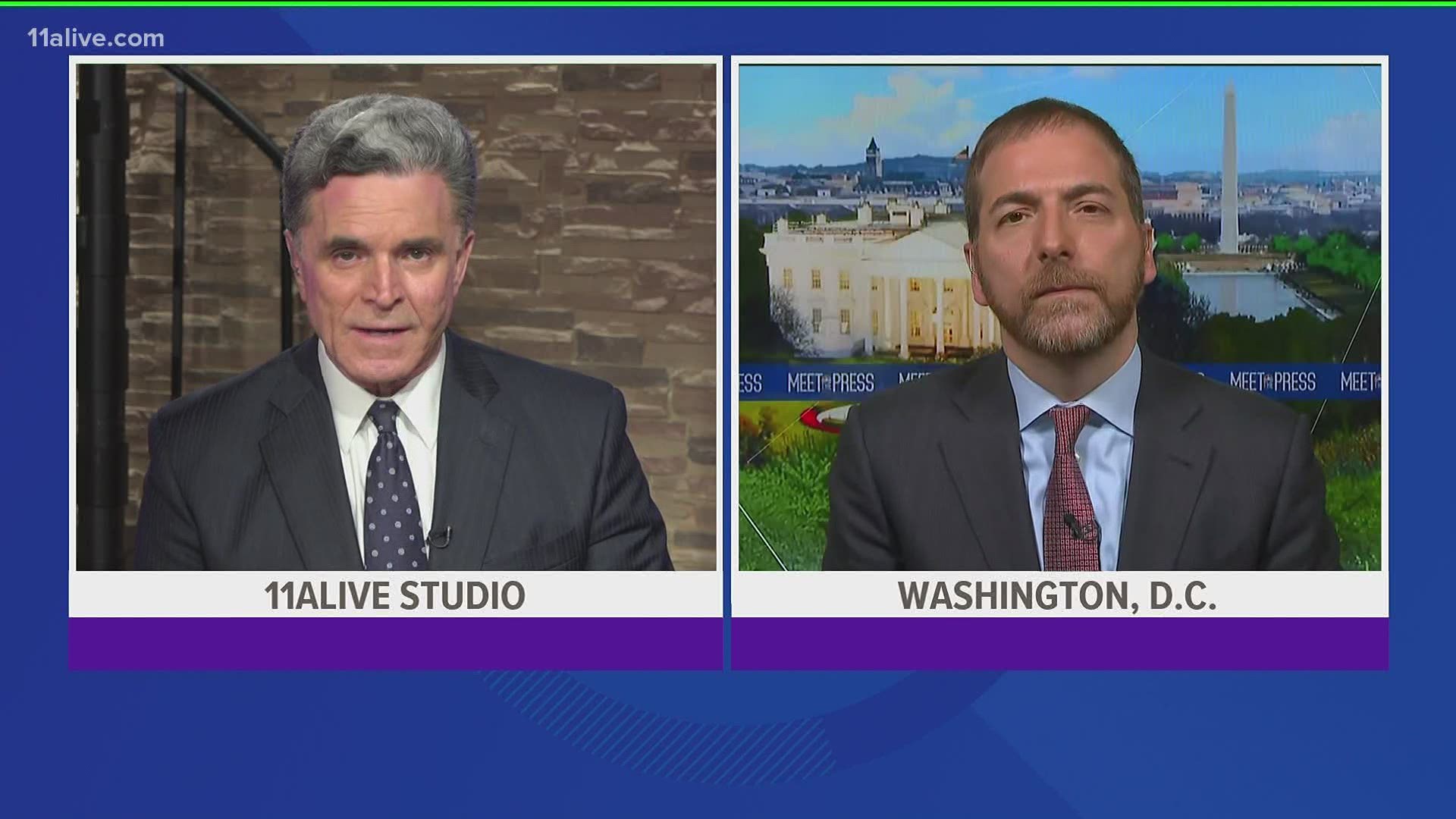 'Meet The Press' moderator Chuck Todd talks about Washington's moves on the coronavirus front with 11Alive's Jeff Hullinger.