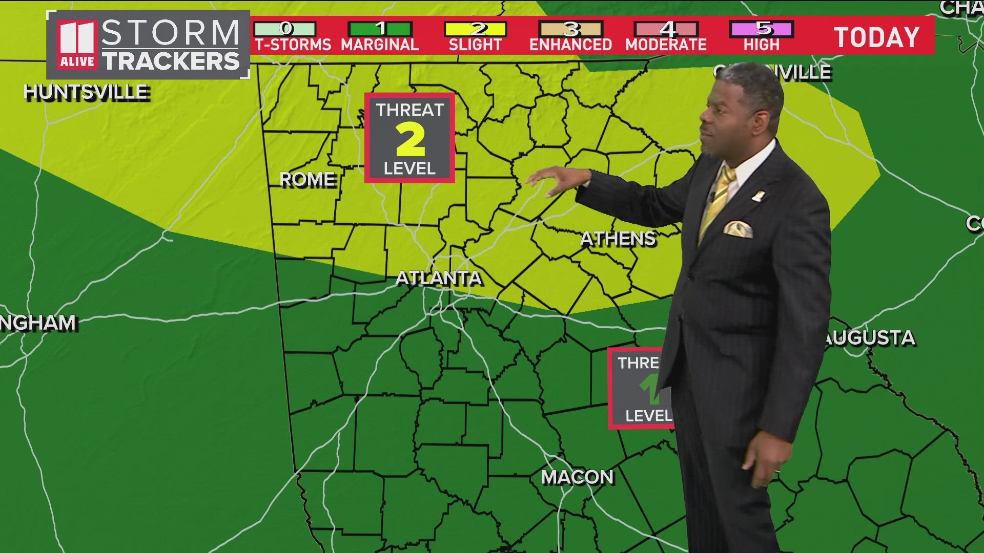 An isolated severe storm will be possible