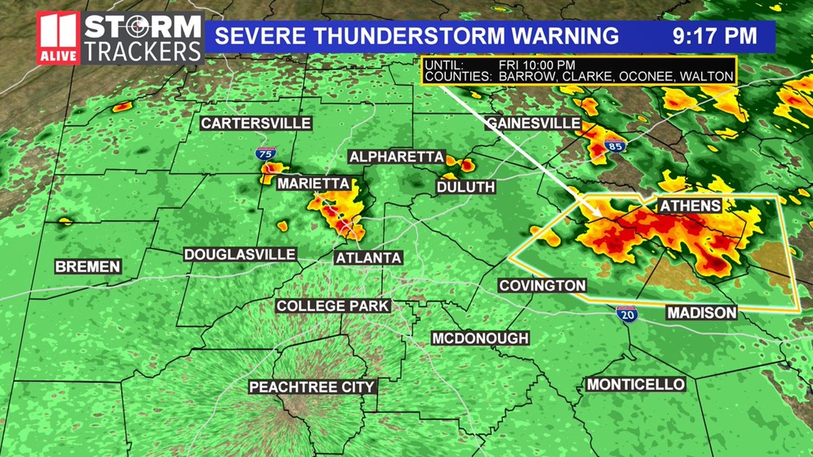 Severe Thunderstorm Warning issued for several Georgia counties ...