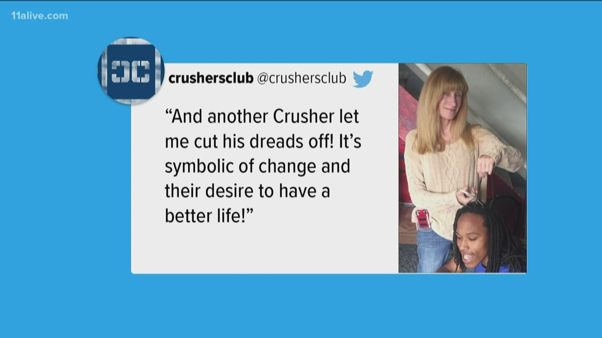 The now-deleted post showed Crusher Club CEO and founder Sally Hazelgrove cutting off the dreadlocks of two black teens with a caption some found troubling.