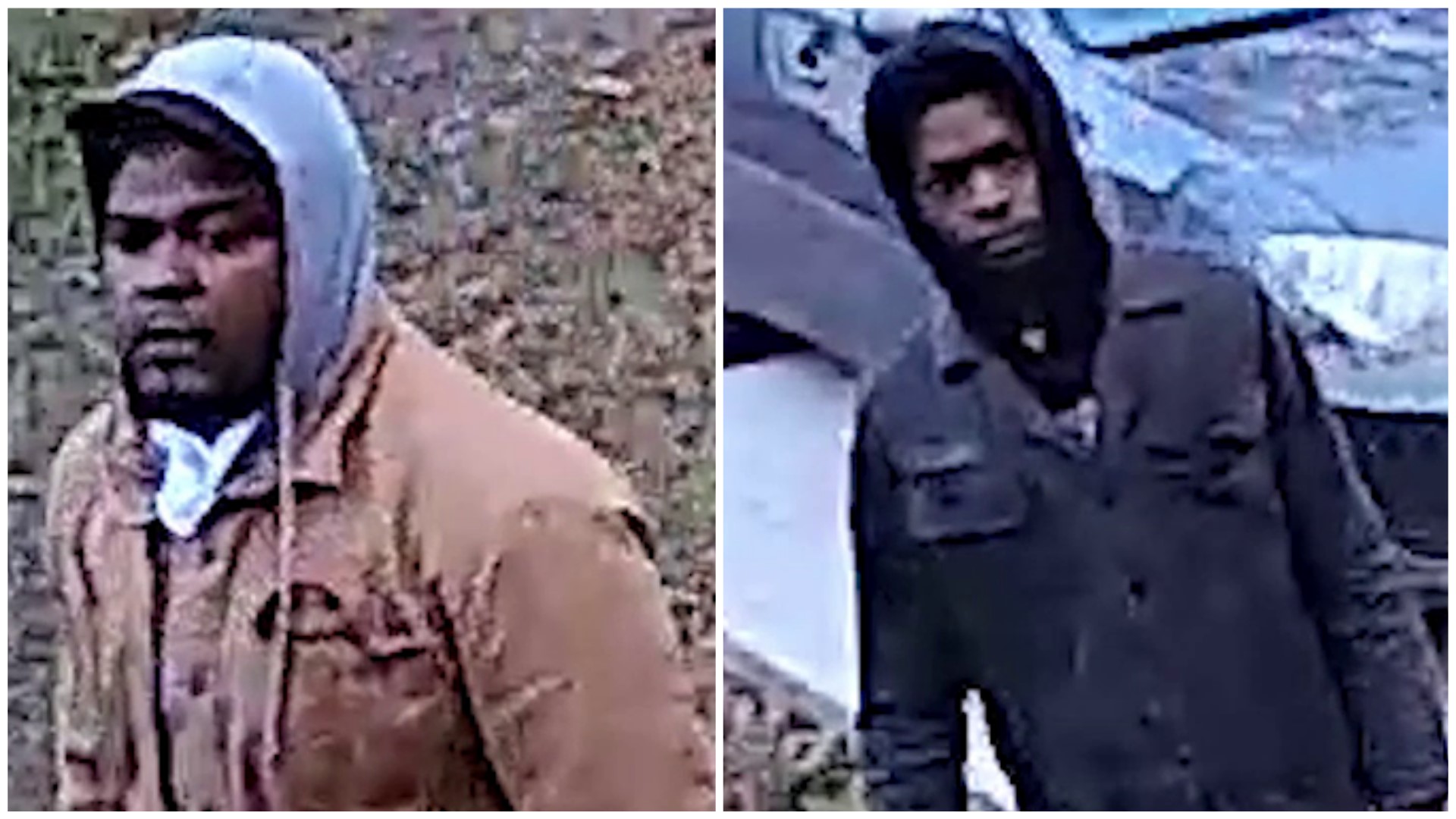 Police are trying to identify two men wanted in the murder of a man they approached in his own yard on Dec. 3, 2018.