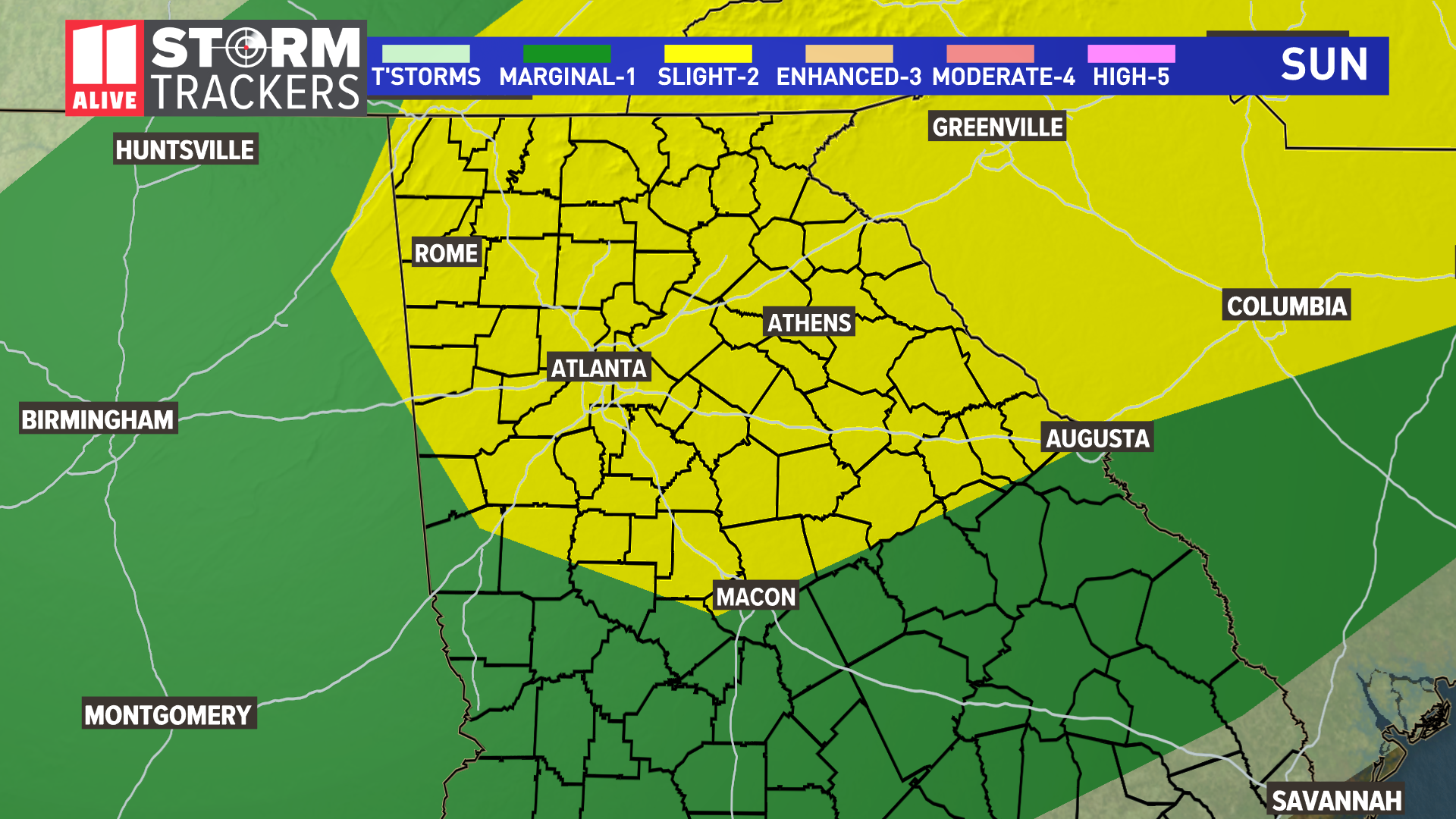 Georgia severe weather timeline for Palm Sunday, March 28, 2021 ...