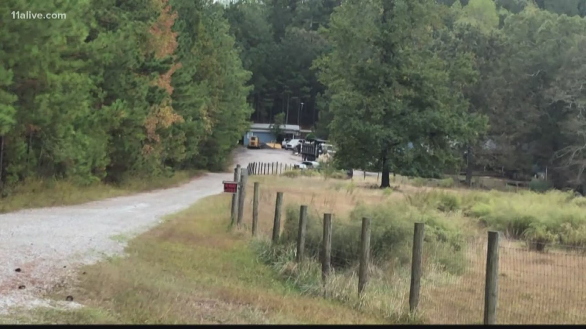 Gwinnett County Police find blood trail in wooded area following dog attack.