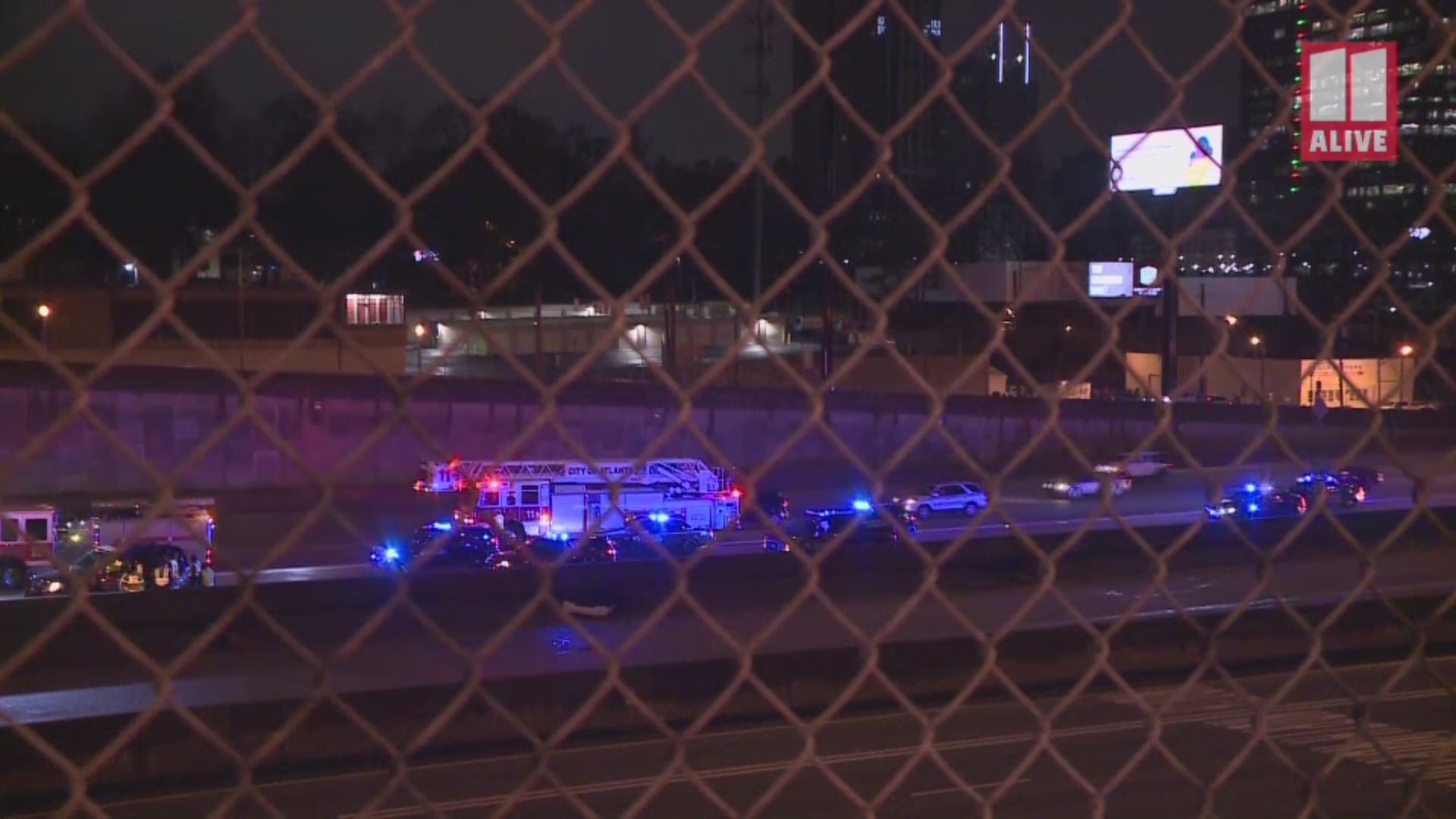 An Atlanta police vehicle was apparently involved in an incident along the Downtown Connector near 14th Street early Saturday morning.