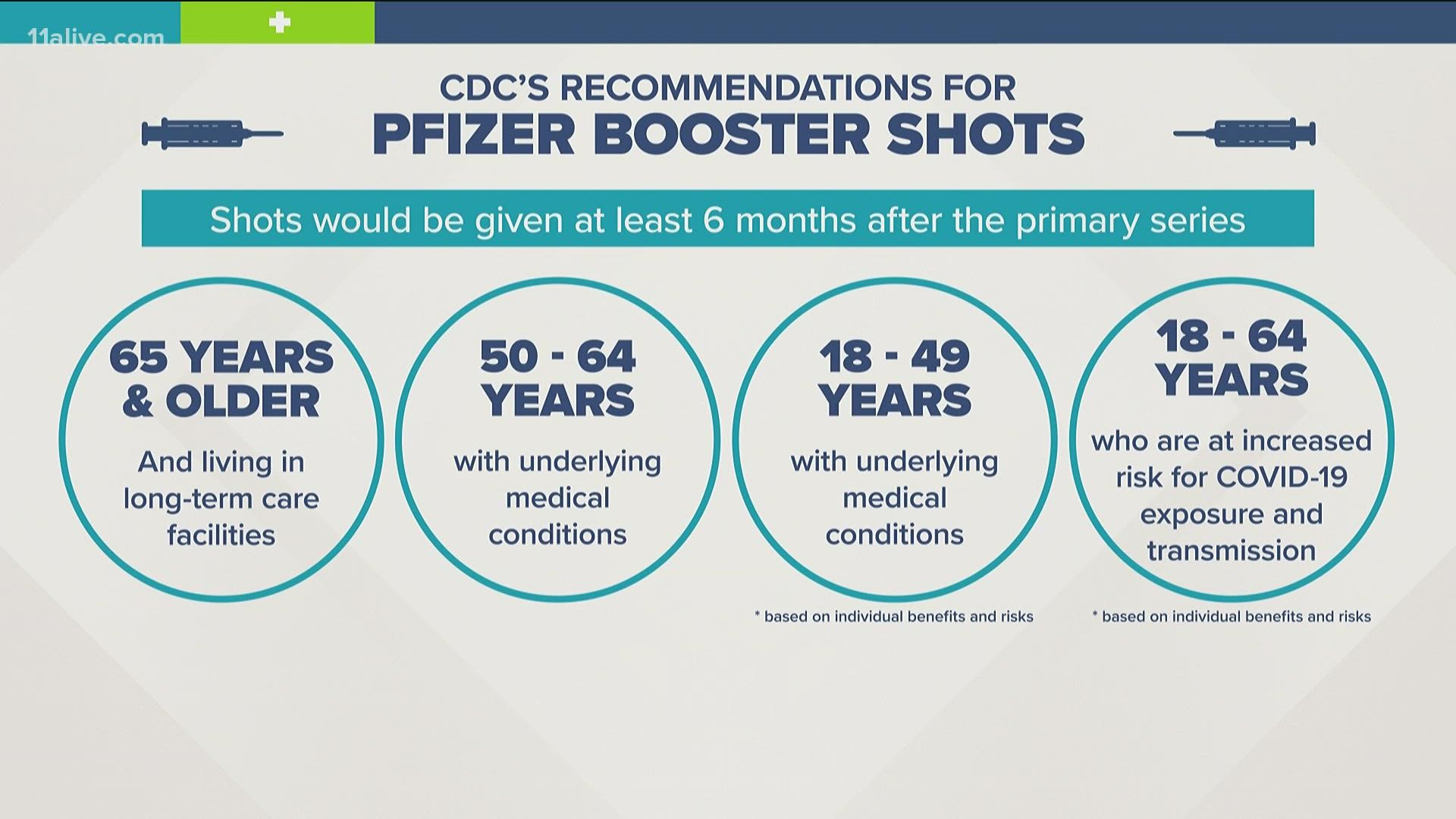 Only Pfizer shots are being offered right now.